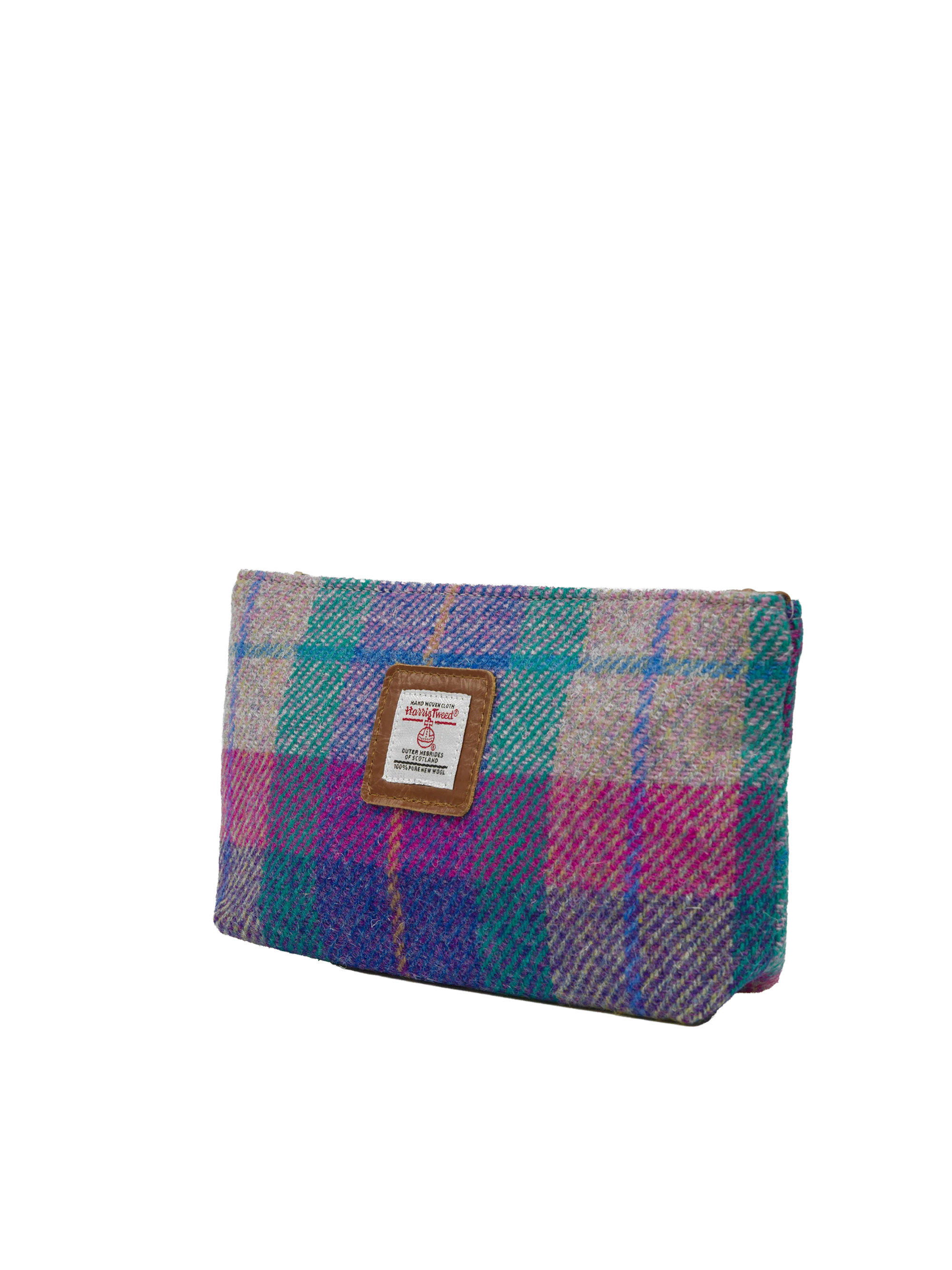 Harris Tweed Cosmetic Bag - A093 (Tan Leather) - Image 2