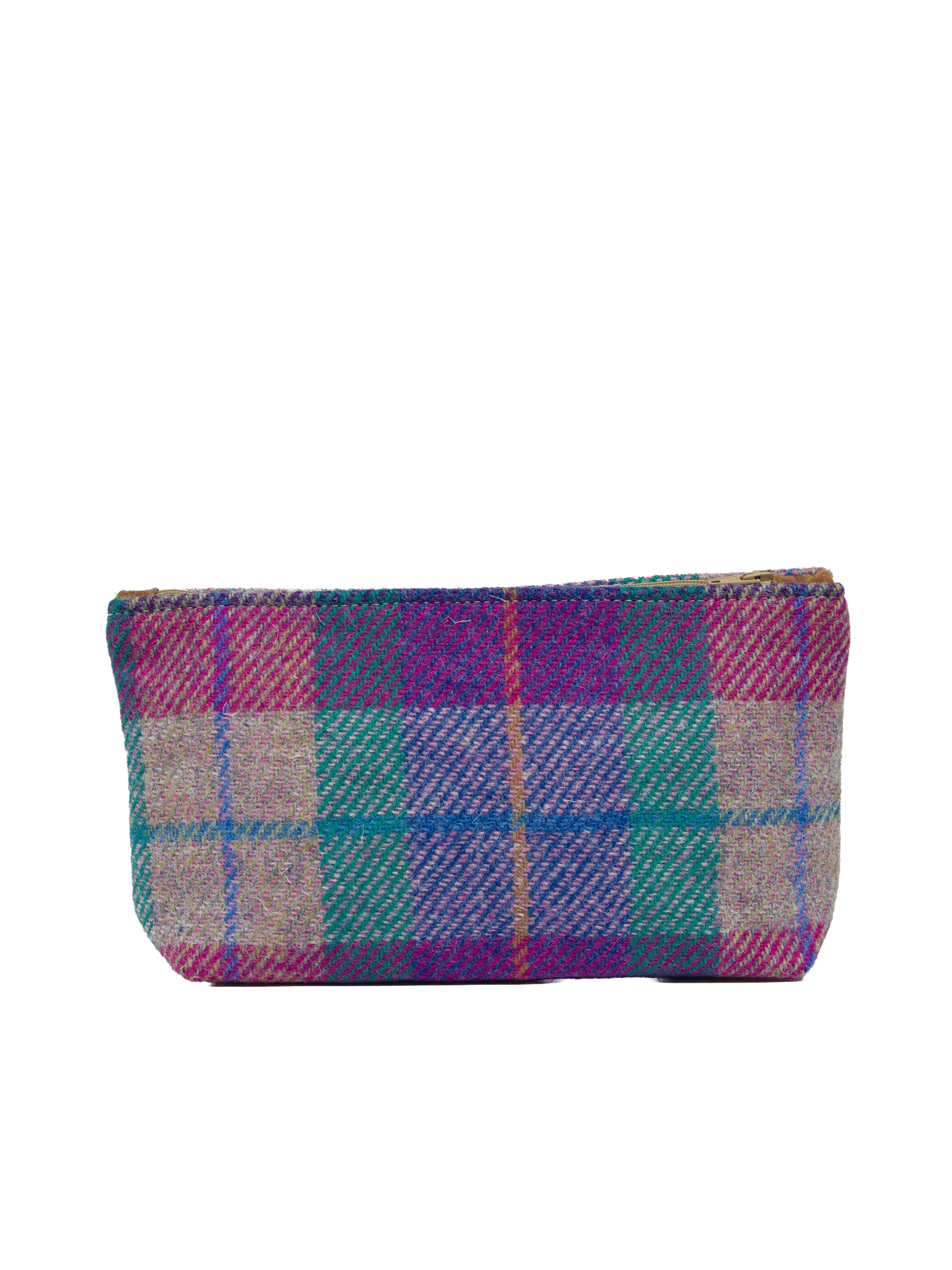 Harris Tweed Cosmetic Bag - A093 (Tan Leather) - Image 3