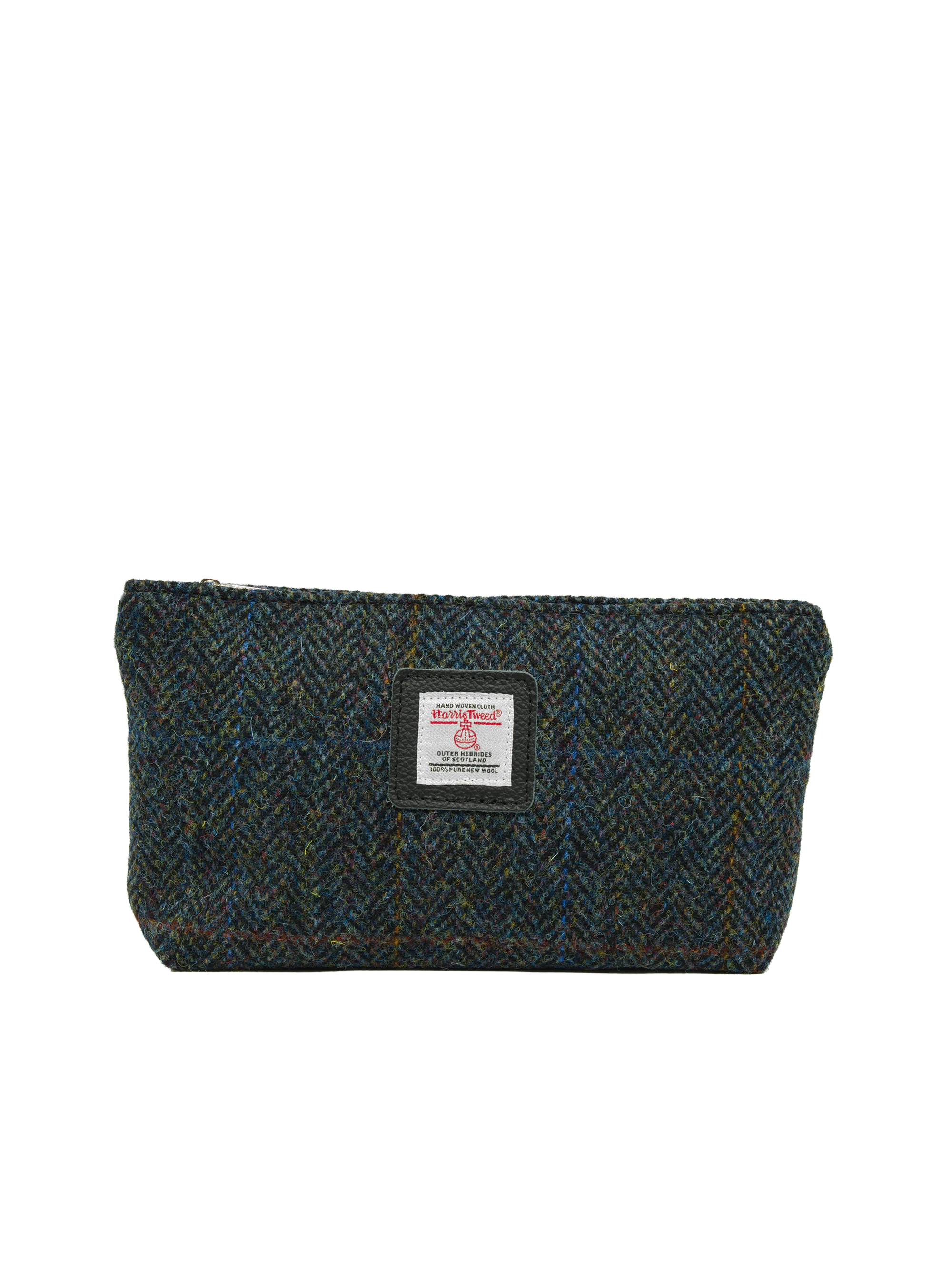 Harris Tweed Cosmetic Bag - HB80 (Black Leather)