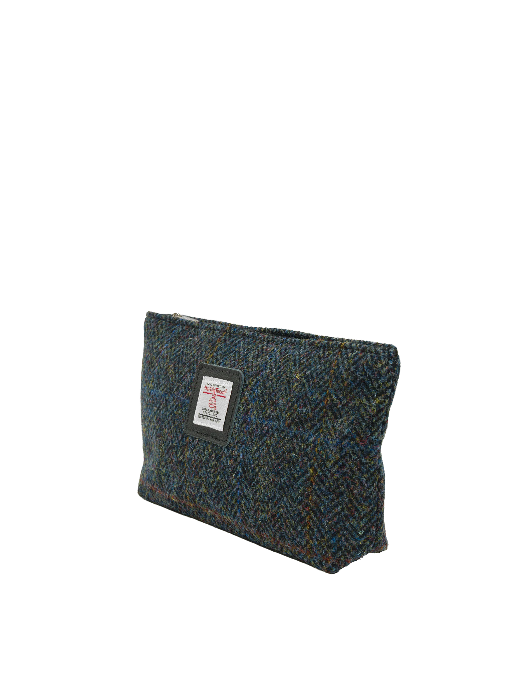 Harris Tweed Cosmetic Bag - HB80 (Black Leather) - Image 2