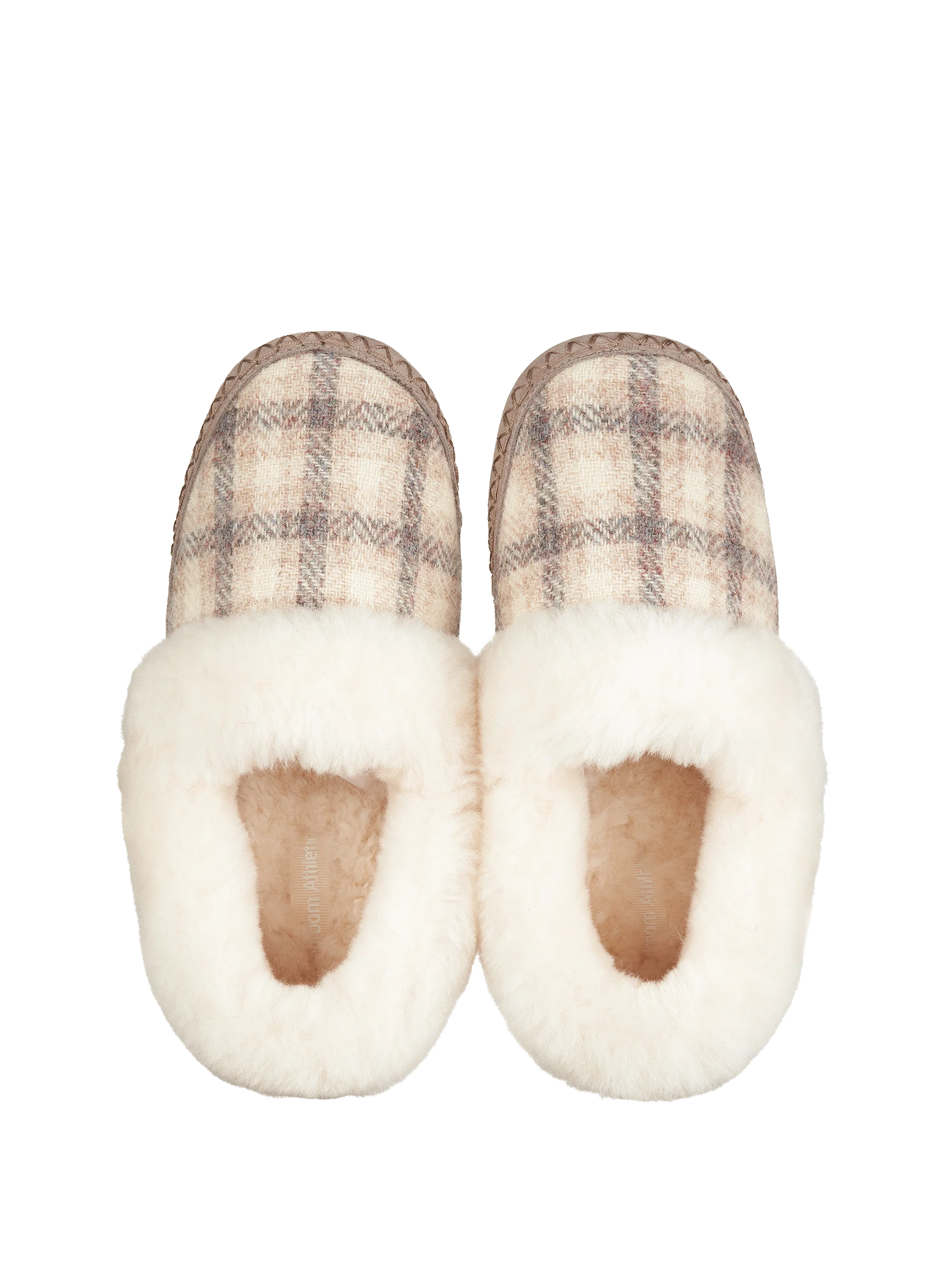 Harris Tweed Diana Slippers - Cream Check - Image 2