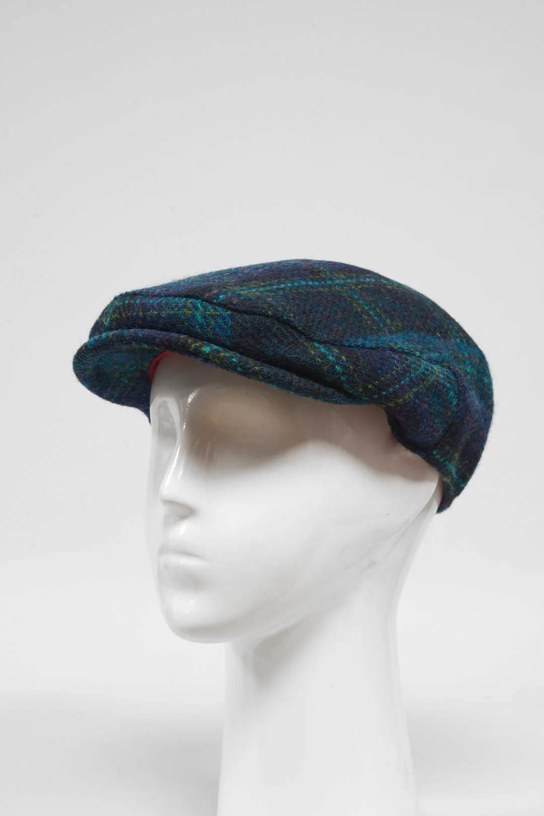 Harris Tweed Flat Cap - Blue w/Turquoise OC (GA) - Image 3