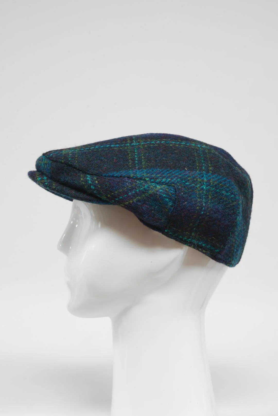 Harris Tweed Flat Cap - Blue w/Turquoise OC (GA) - Image 4
