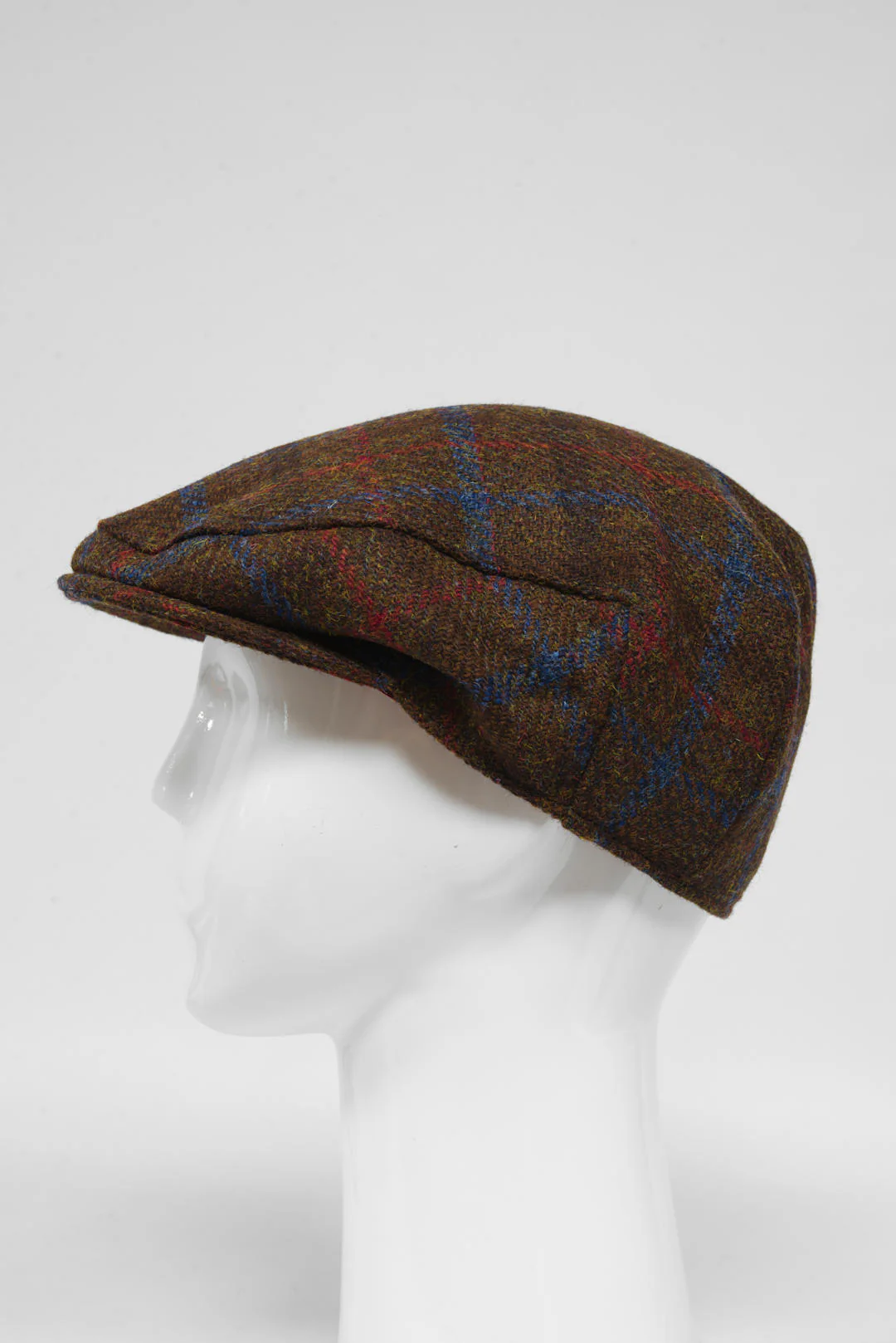 Harris Tweed Flat Cap - Brown w/Red Blue OC (GA) - Image 4