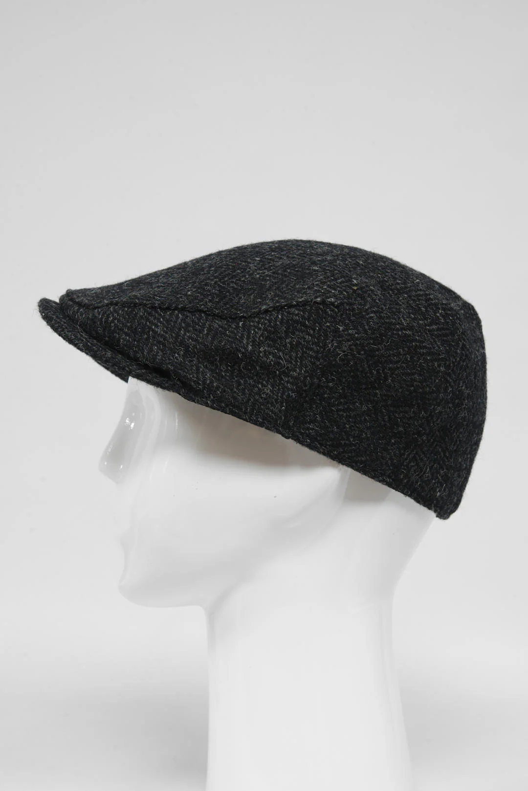 Harris Tweed Flat Cap - Dark Charcoal Herringbone (HH) - Image 4
