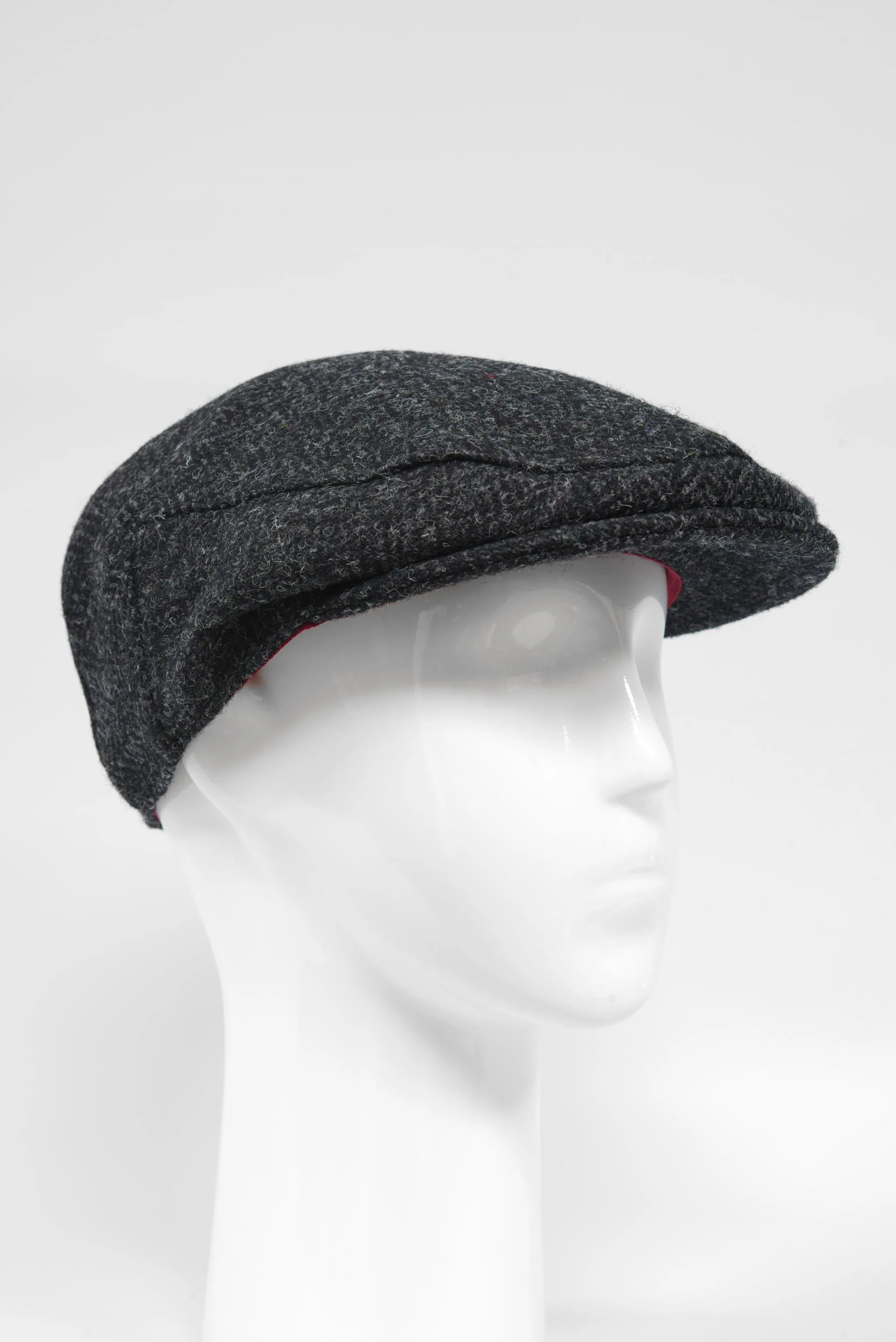 Harris Tweed Flat Cap - Dark Charcoal Herringbone (PJ) - Image 3