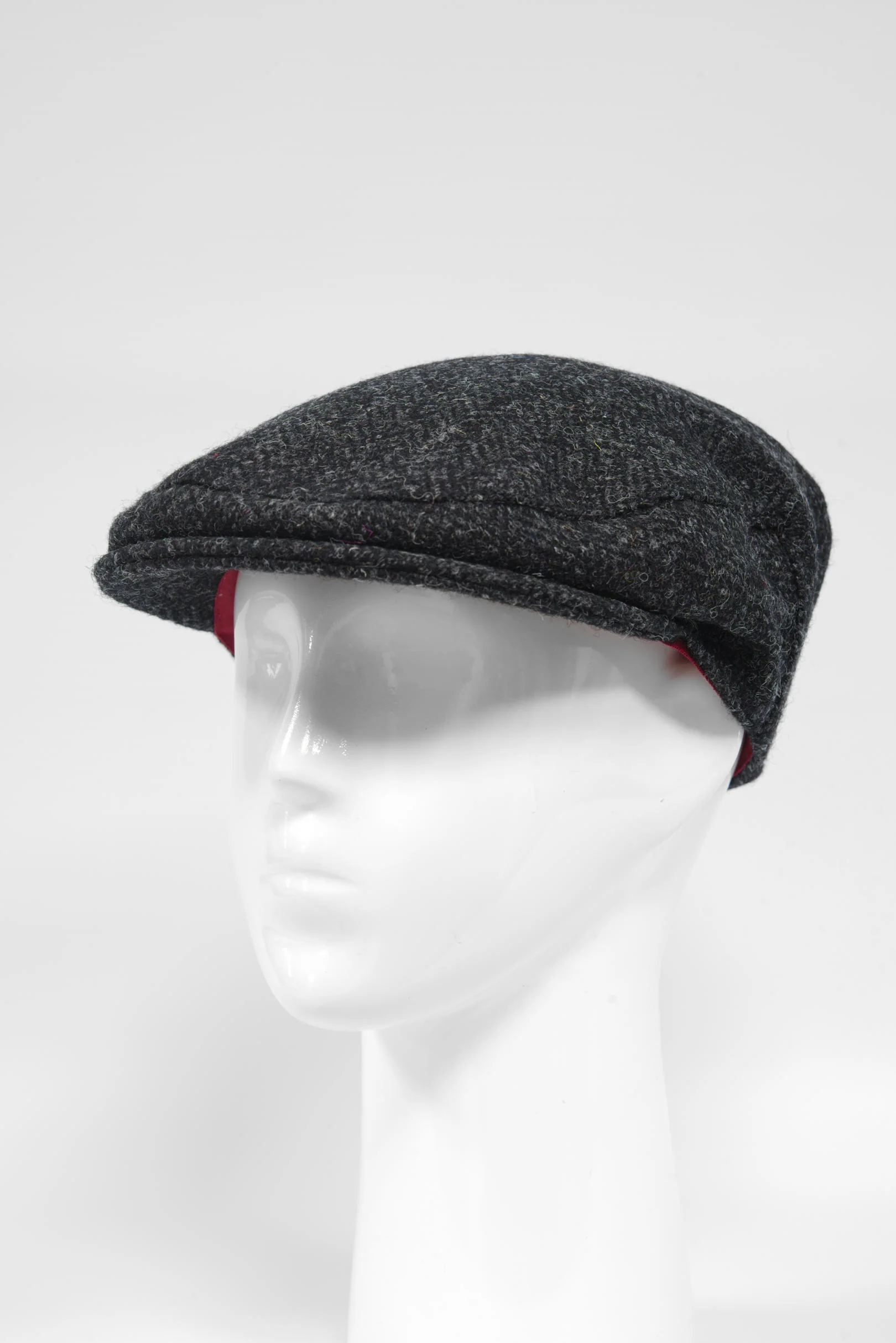 Harris Tweed Flat Cap - Dark Charcoal Herringbone (PJ) - Image 5