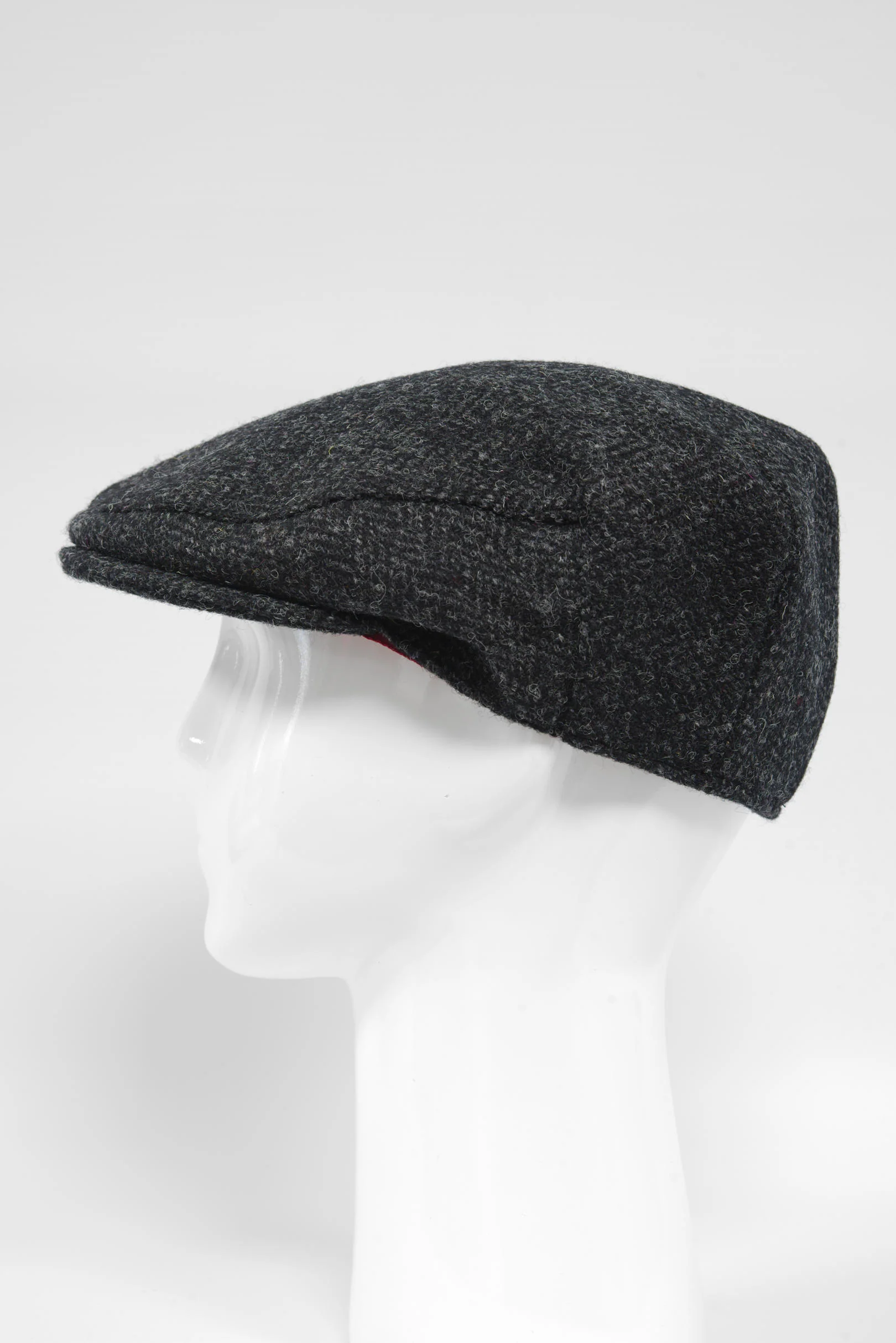 Harris Tweed Flat Cap - Dark Charcoal Herringbone (PJ) - Image 6