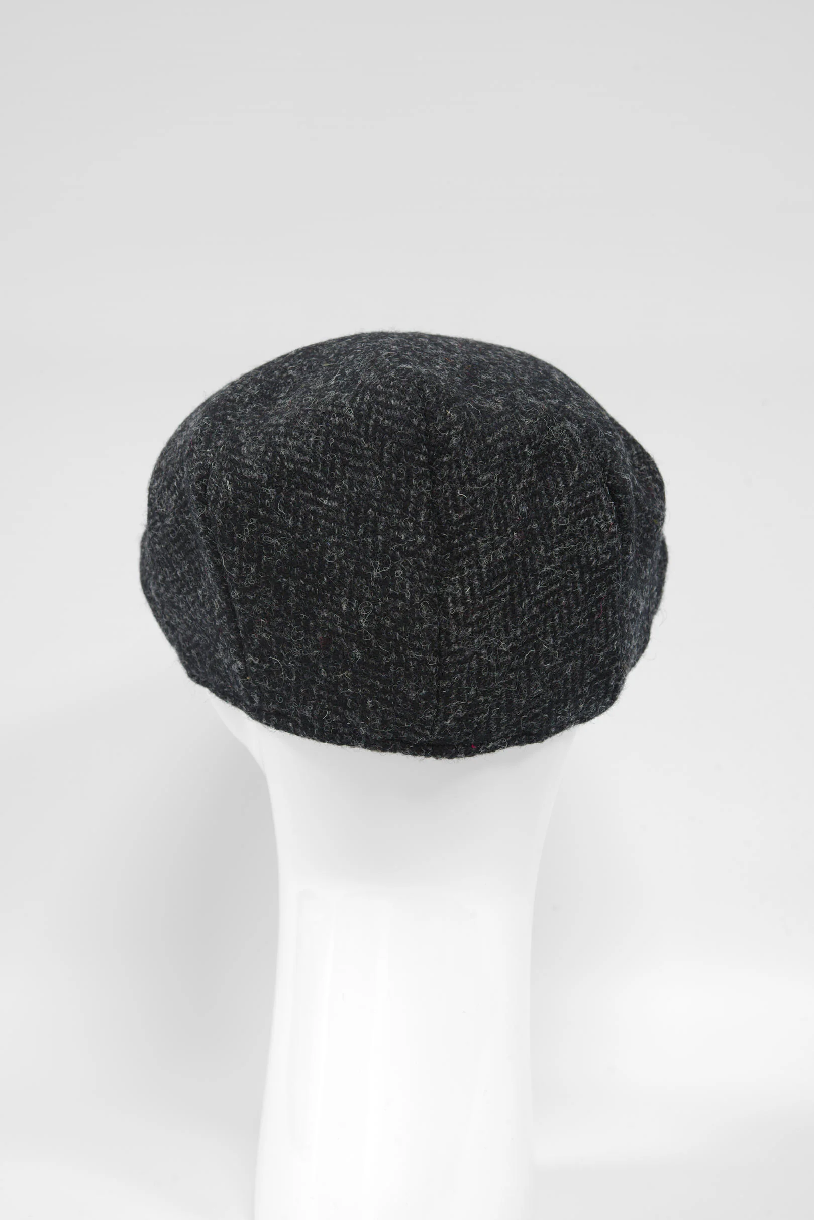 Harris Tweed Flat Cap - Dark Charcoal Herringbone (PJ) - Image 7
