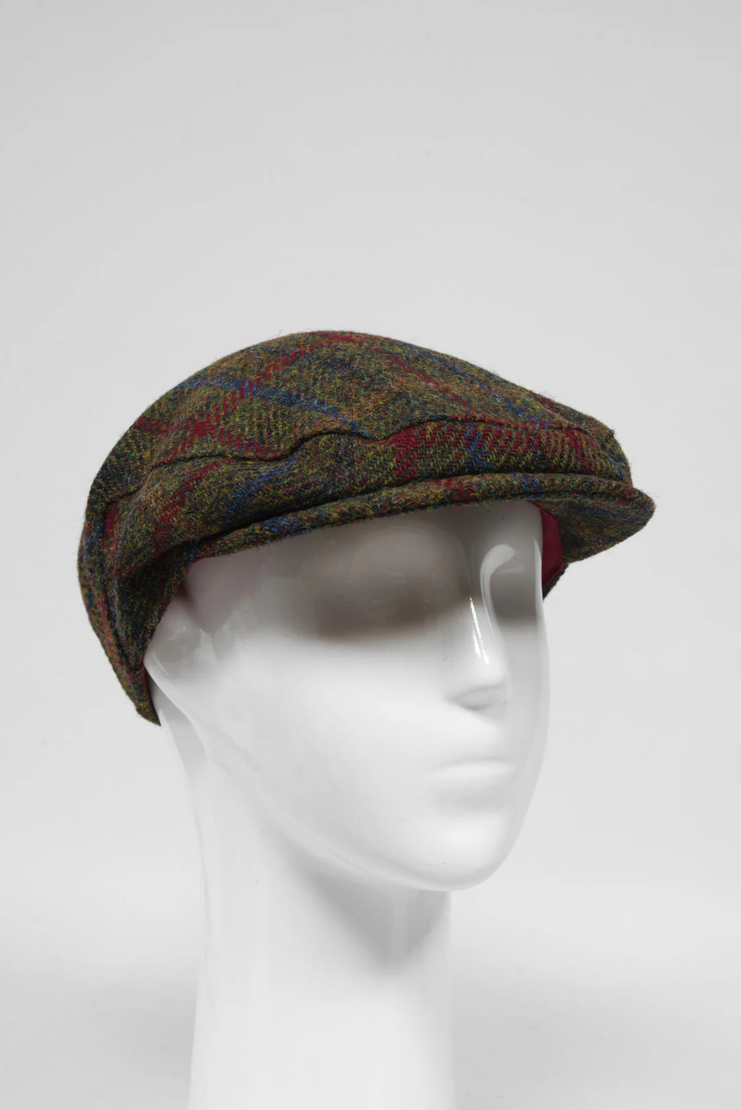 Harris Tweed Flat Cap - Green/Burgundy Multi (GA) - Image 2
