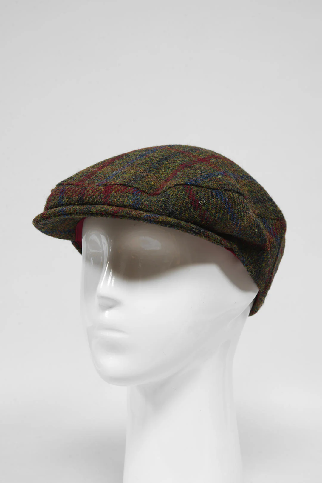 Harris Tweed Flat Cap - Green/Burgundy Multi (GA) - Image 3