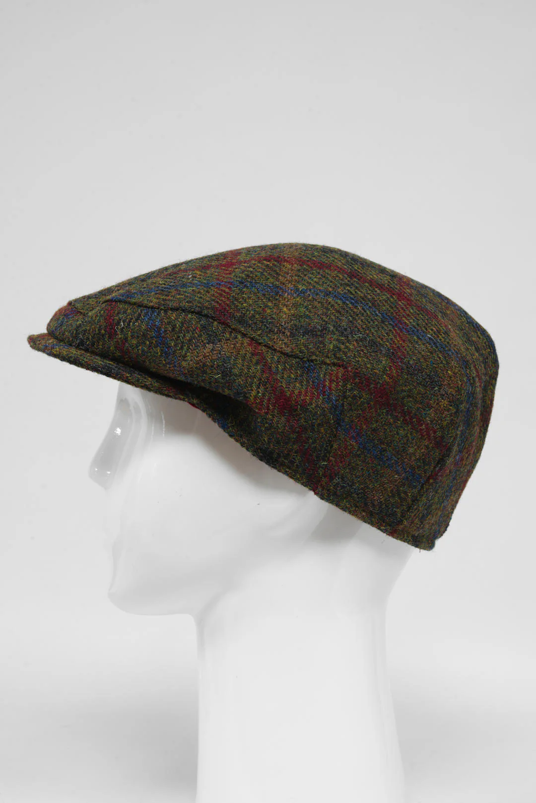 Harris Tweed Flat Cap - Green/Burgundy Multi (GA) - Image 4