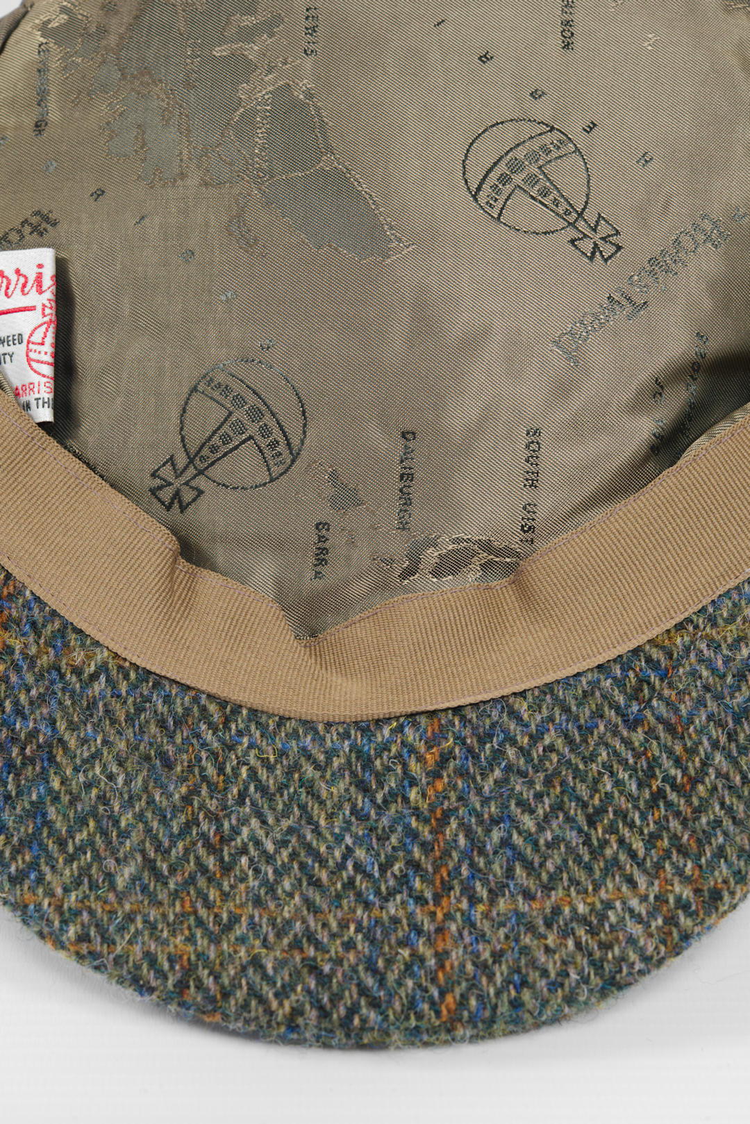 Harris Tweed Flat Cap - Green Herringbone With Overcheck (PJ) - Image 2