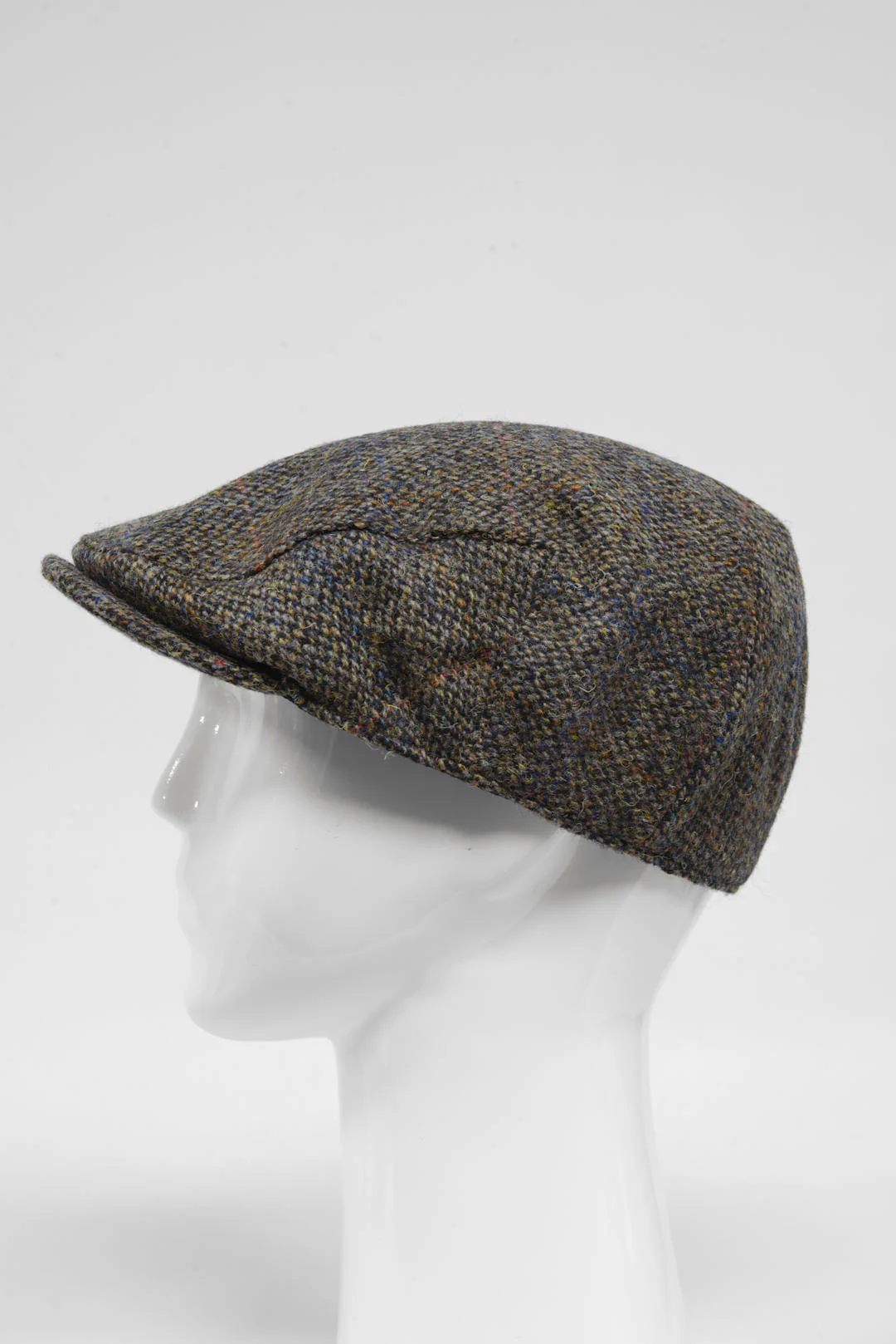 Harris Tweed Flat Cap - Grey BC w/Overcheck (HH) - Image 4