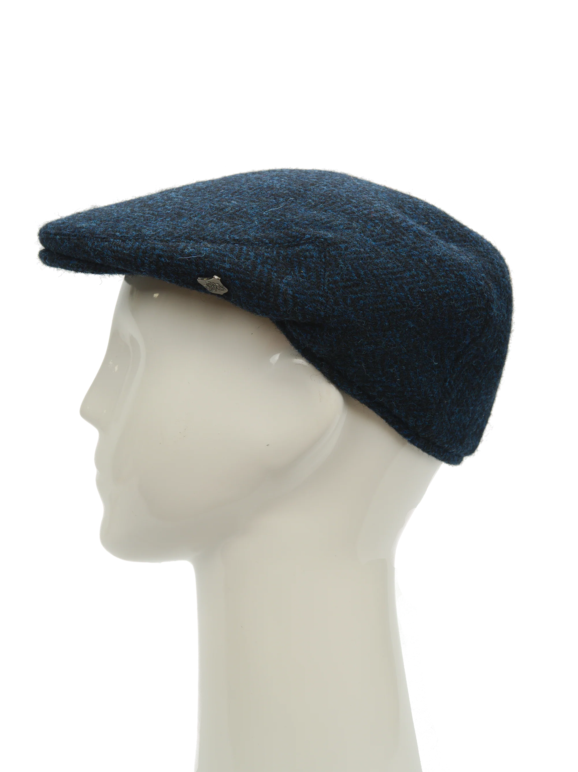 Harris Tweed Flat Cap - Navy Herringbone (FW3302) - Image 4