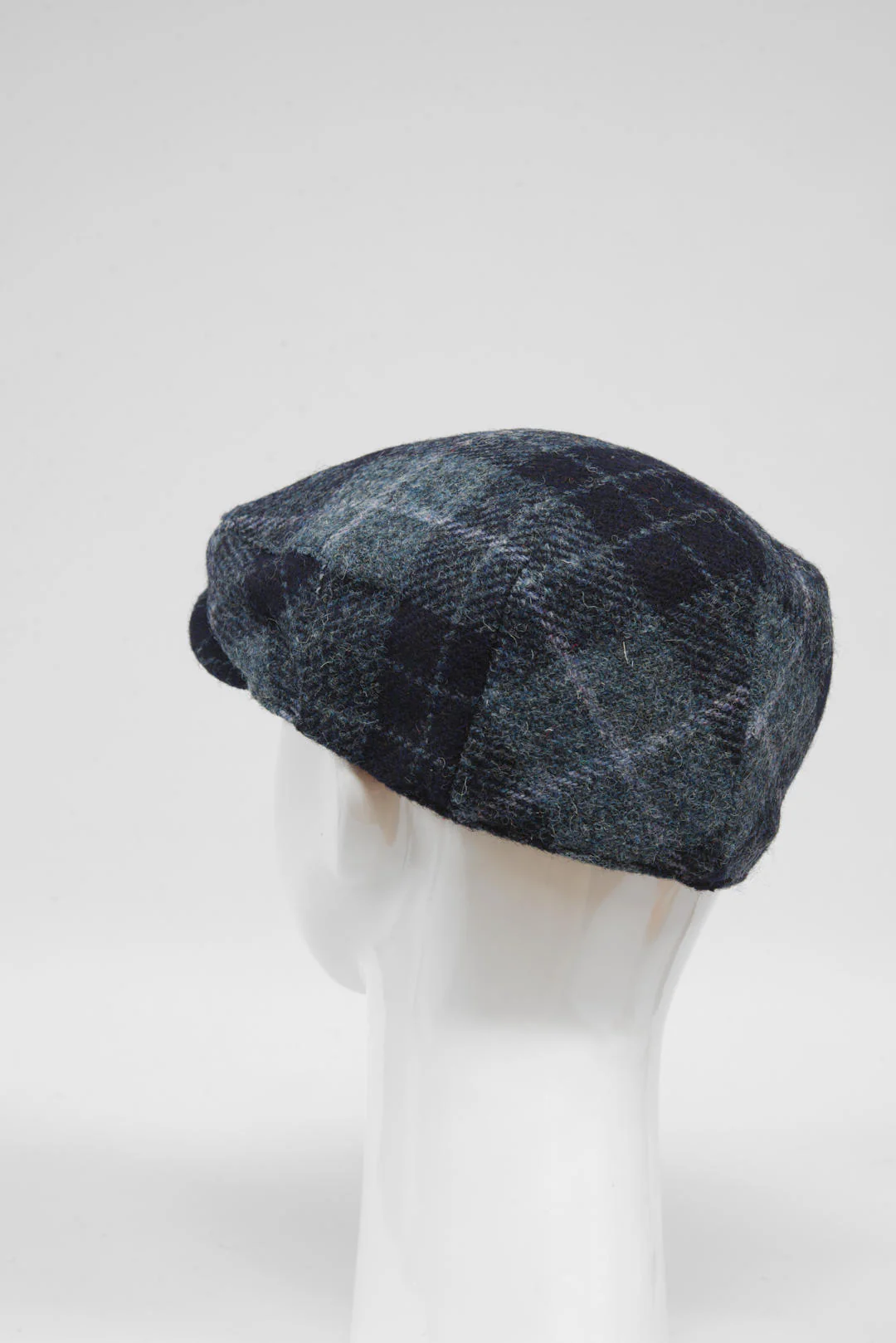 Harris Tweed Flat Cap - Navy/Blue Check (GA) - Image 5