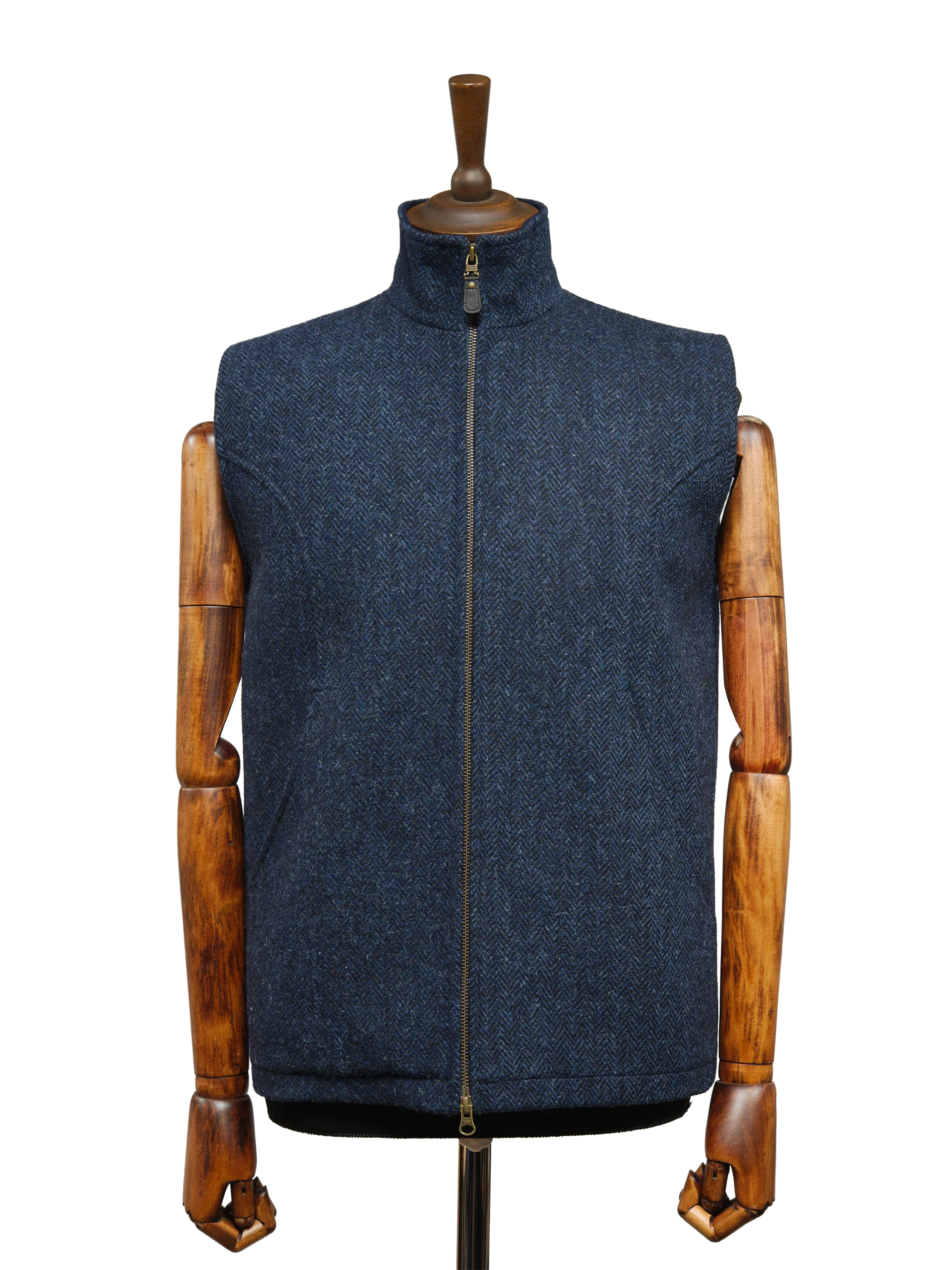 Harris Tweed Gilet - Navy Herringbone - Image 3