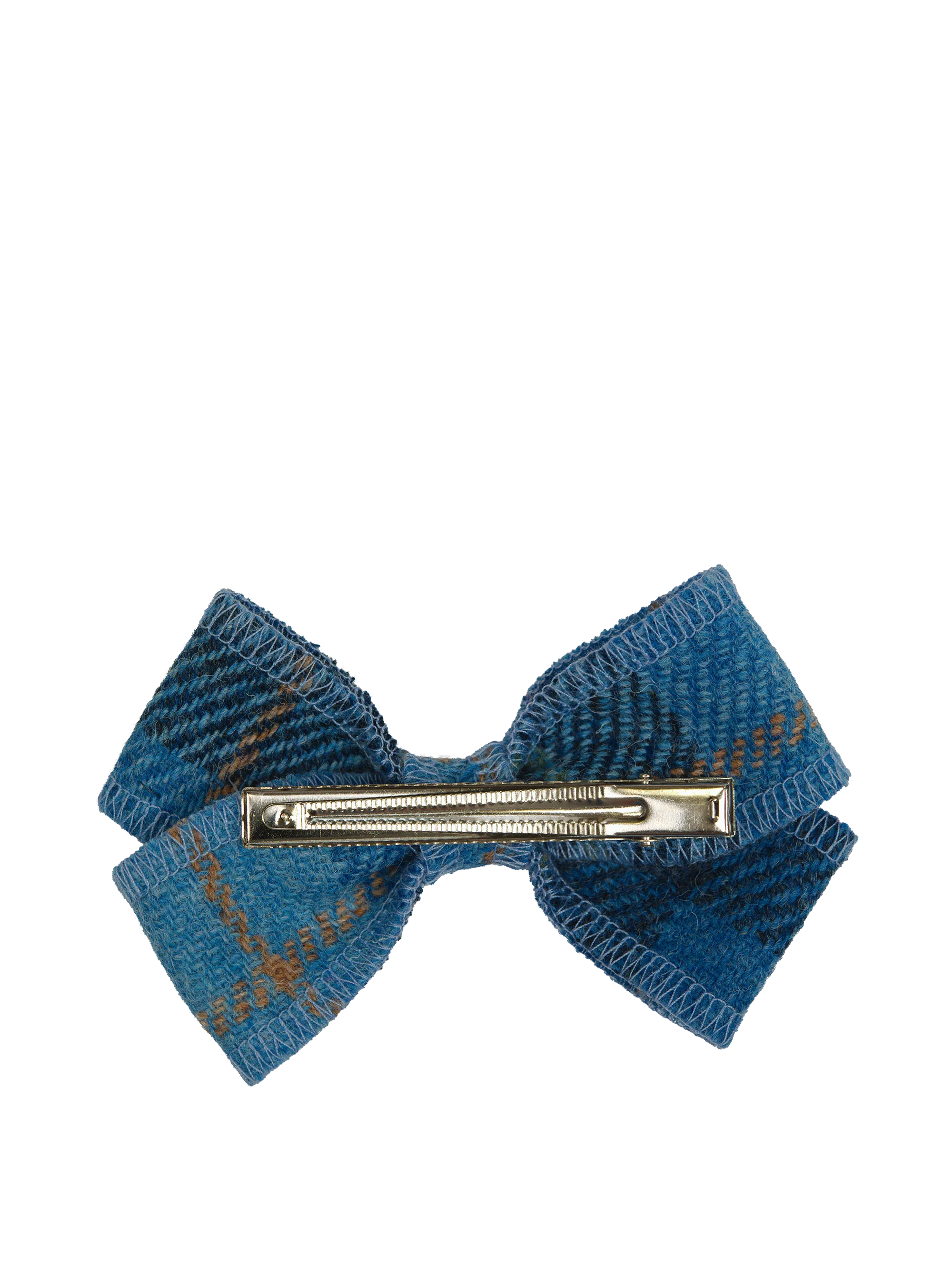 Harris Tweed Hair Clip Bow - Blue with Overcheck - Image 2
