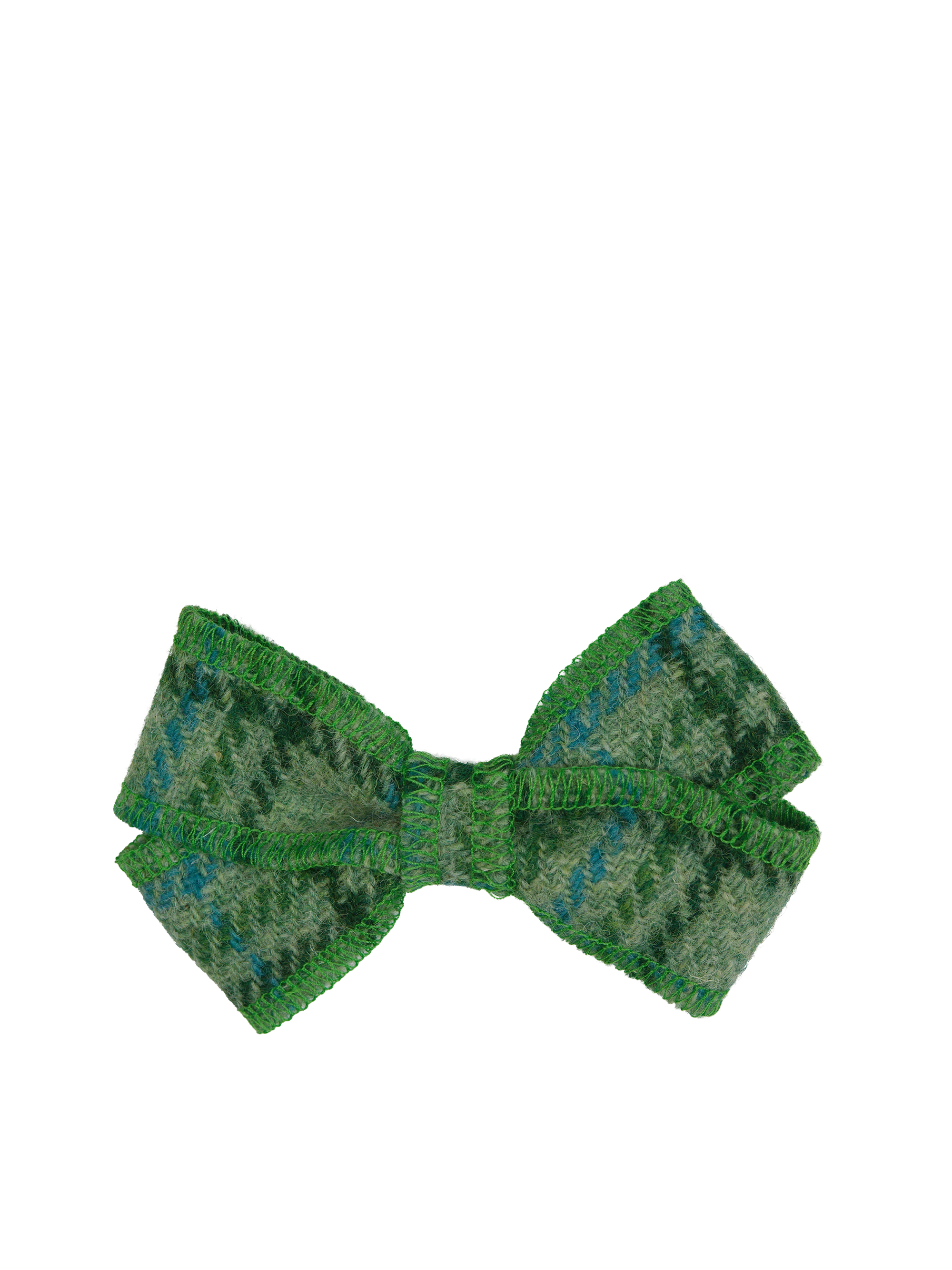 Harris Tweed Hair Clip Bow - Green with Overcheck