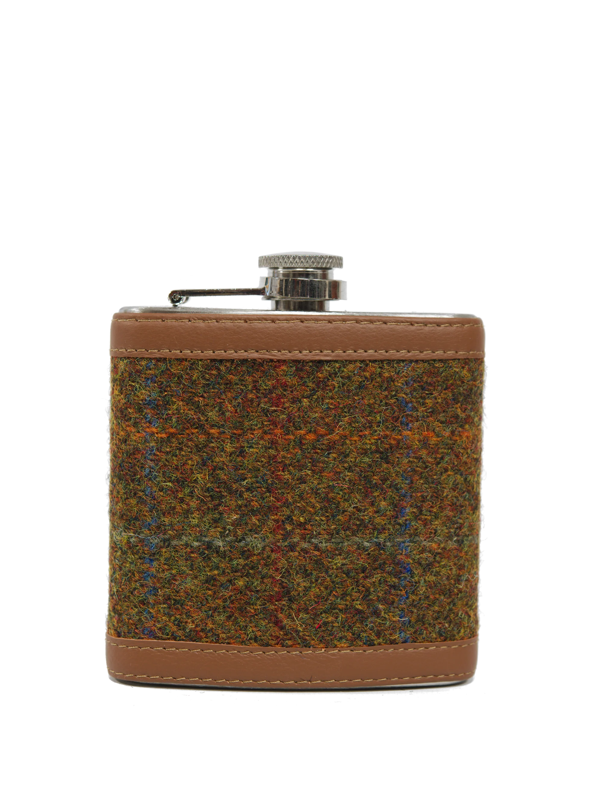Harris Tweed Hip Flask - A0116 (Tan Leather)