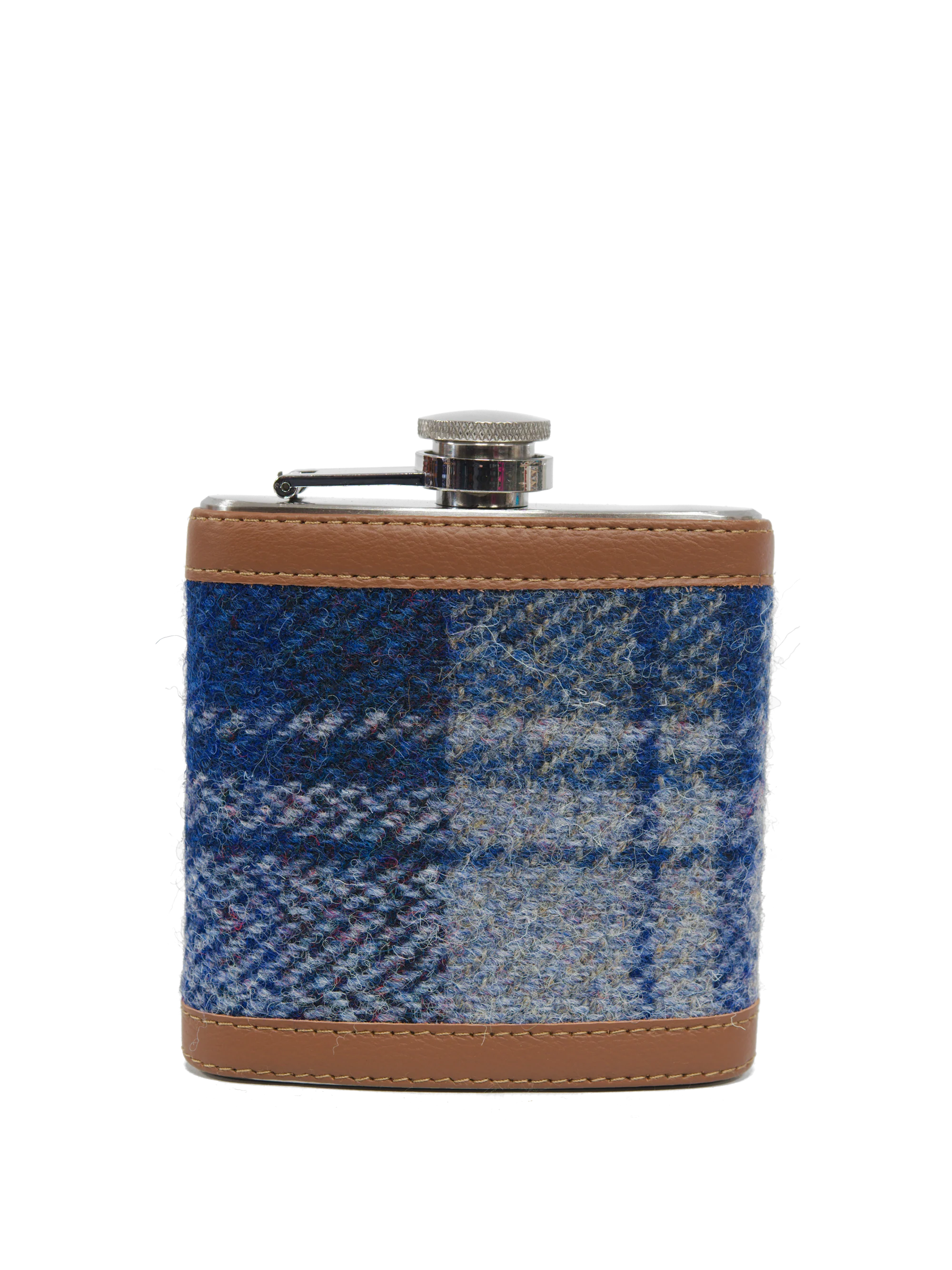 Harris Tweed Hip Flask - A0237 (Tan Leather)
