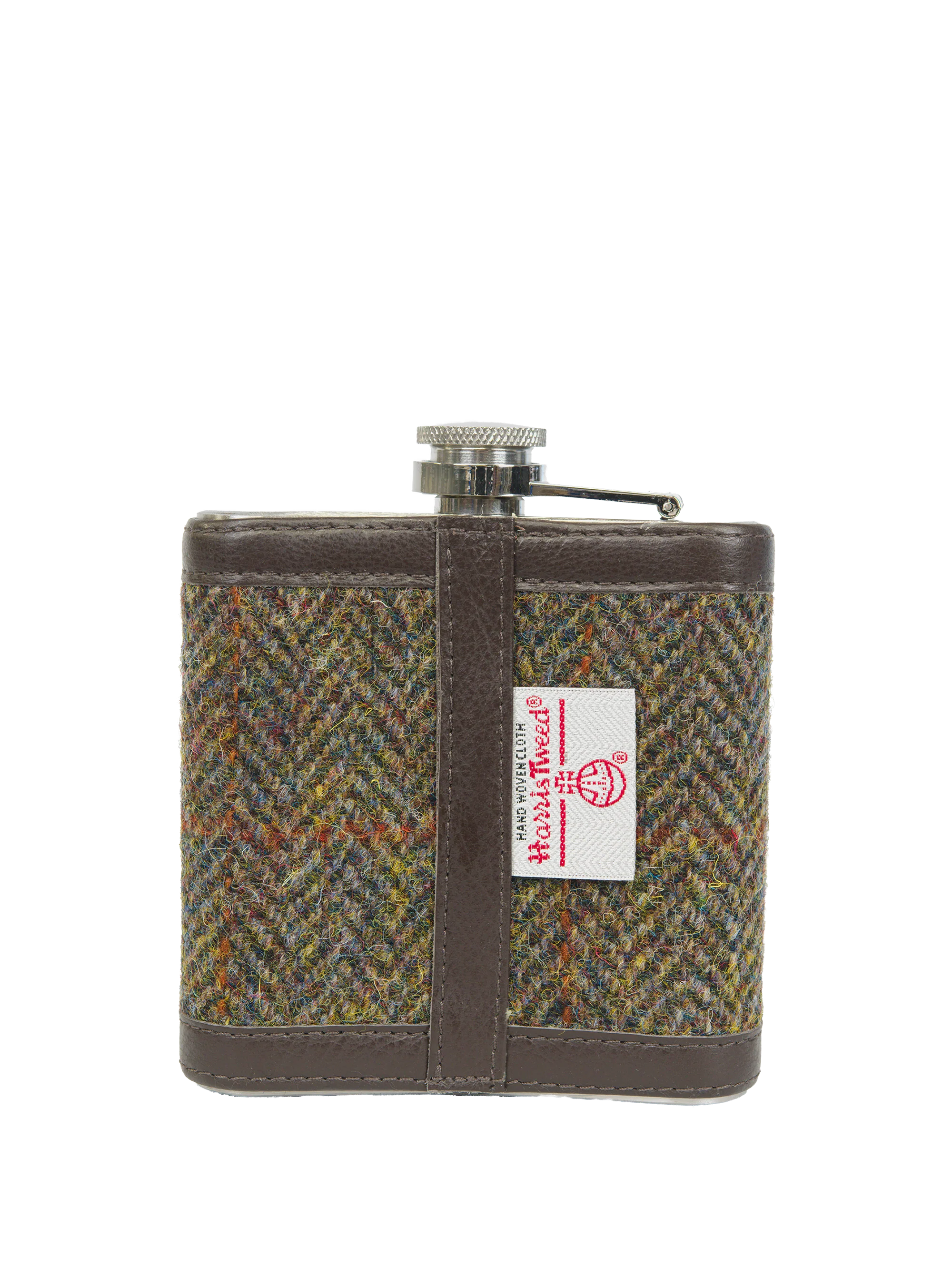 Harris Tweed Hip Flask - HB40 (Brown Leather) - Image 3