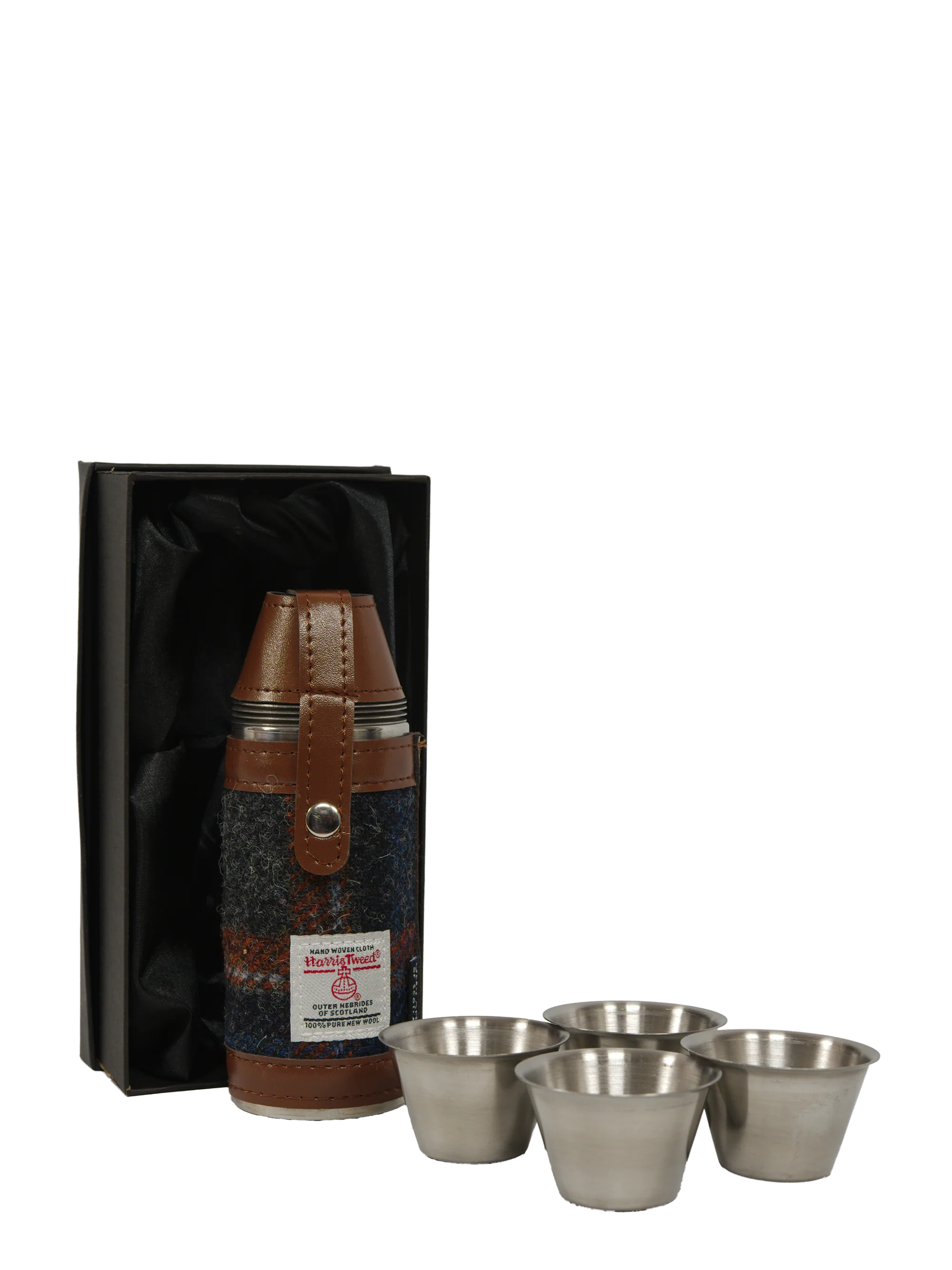 Harris Tweed Hunting Flask - Grey/Rust OC