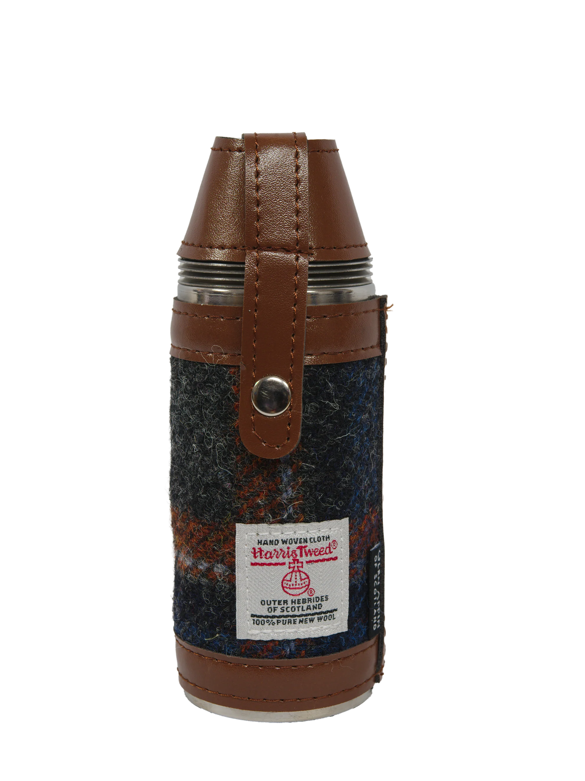 Harris Tweed Hunting Flask - Grey/Rust OC - Image 2