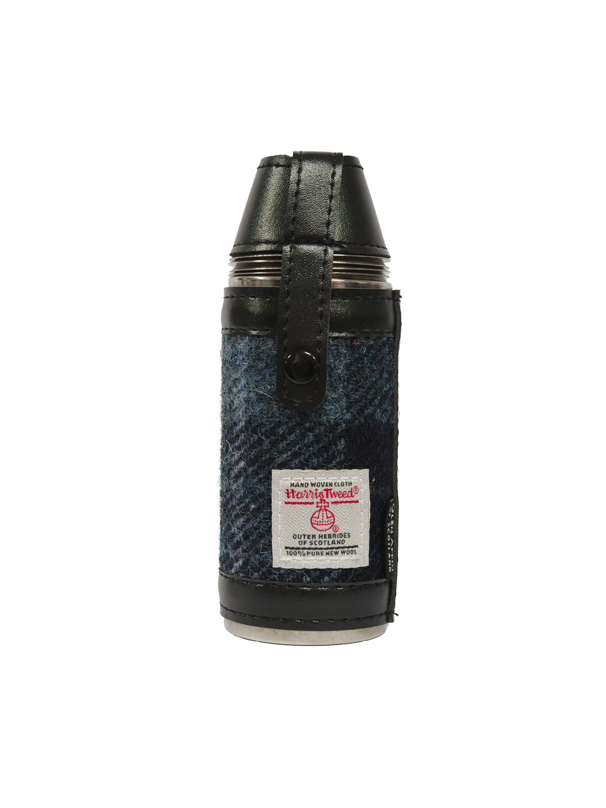Harris Tweed Hunting Flask - Navy Grey Check - Image 2