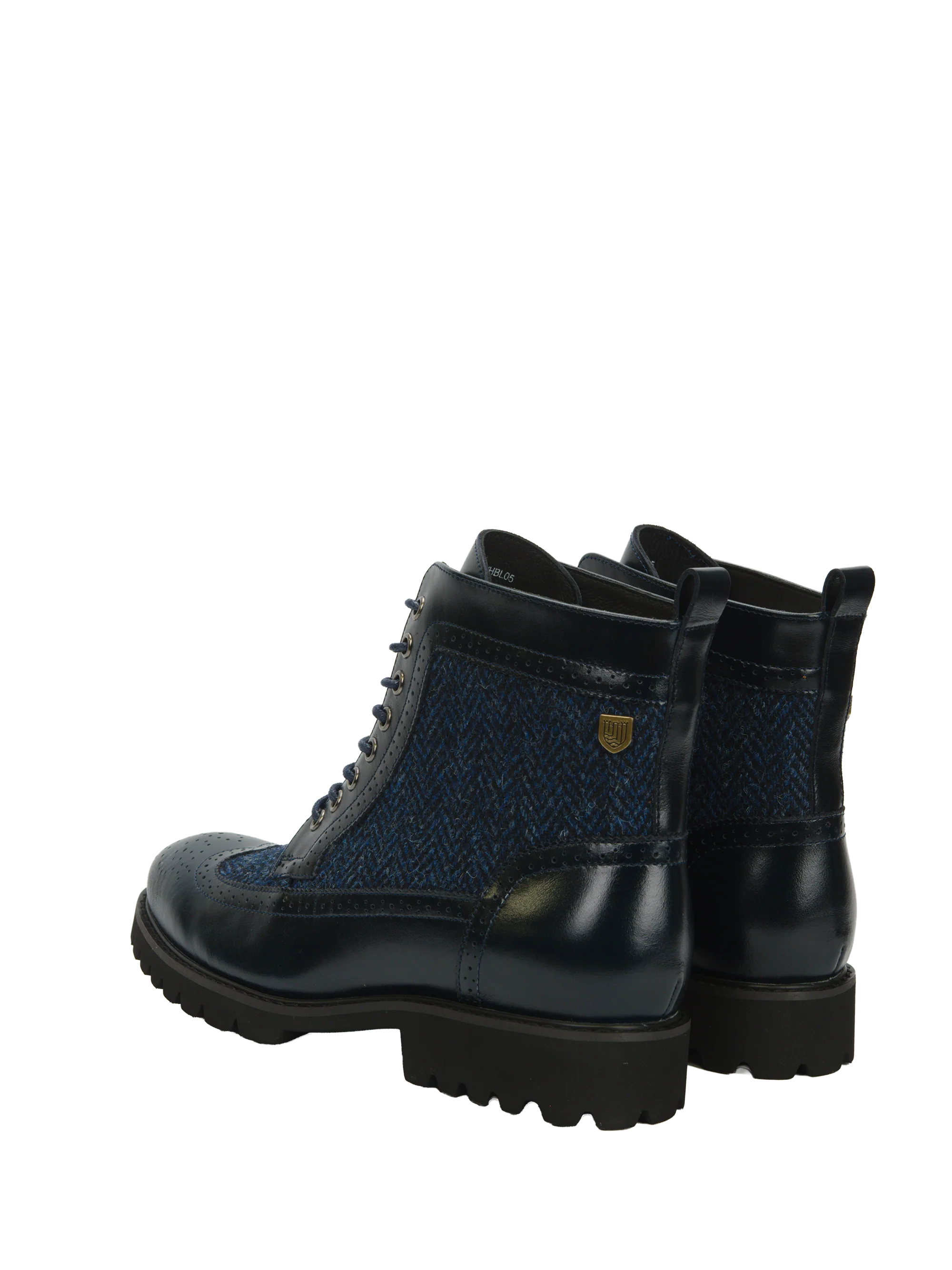 Harris Tweed Huntress Boots - Navy Herringbone - Image 3