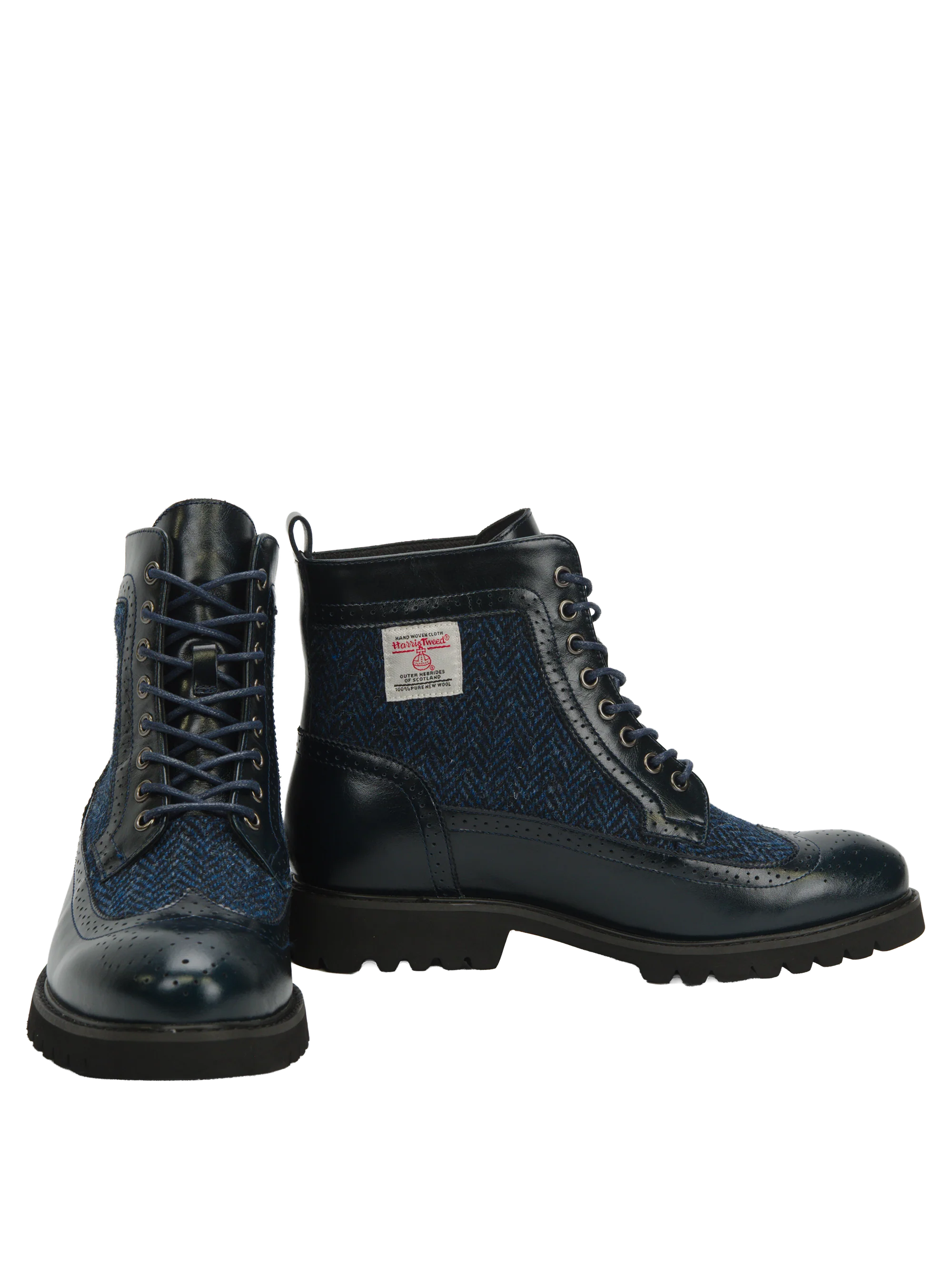 Harris Tweed Huntress Boots - Navy Herringbone - Image 7