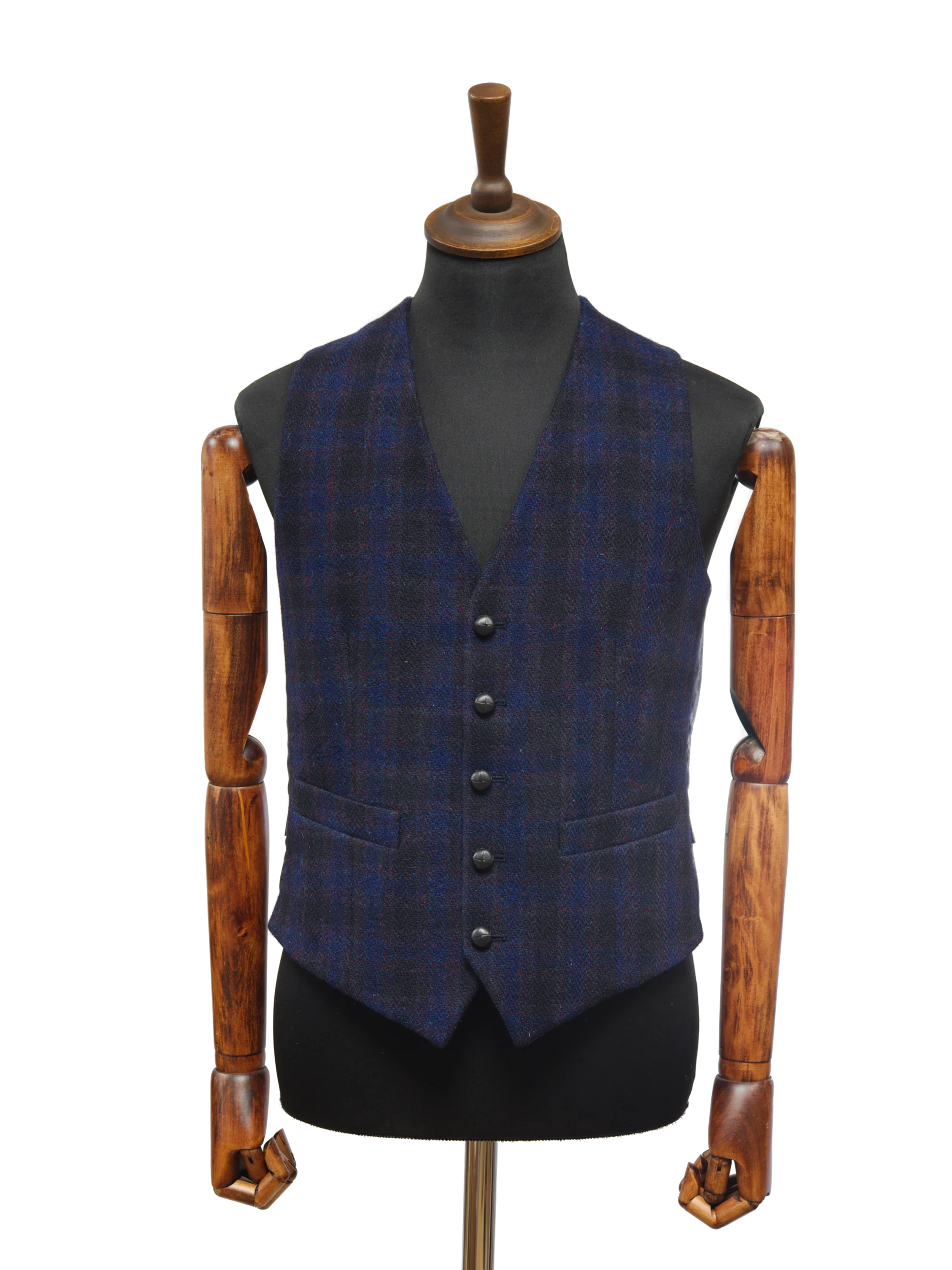 Harris Tweed Iain Waistcoat - Navy Block Check