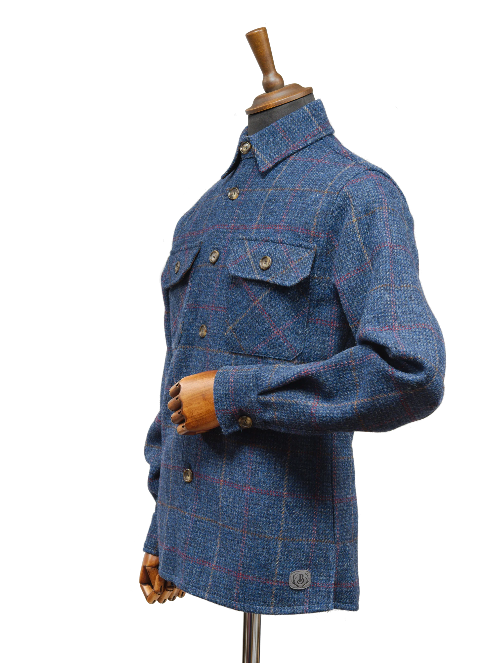 Harris Tweed Jack Overshirt - Blue Check - Image 2