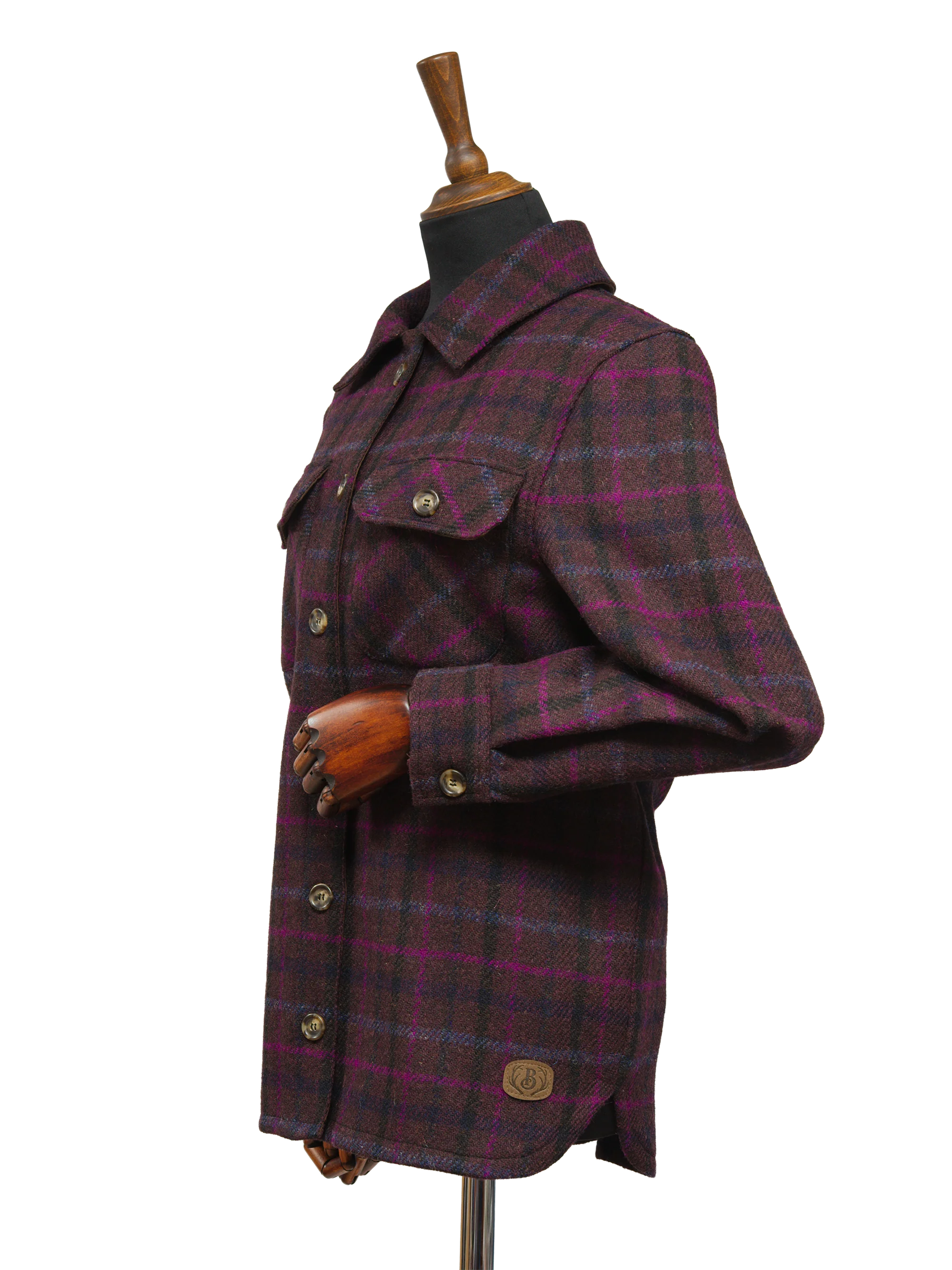 Harris Tweed Jackie Overshirt - Brown/Magenta Multi - Image 2