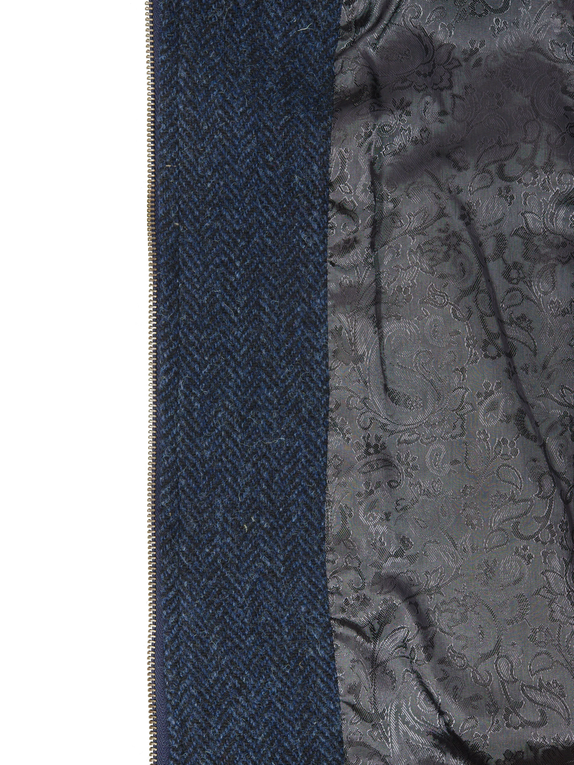 Harris Tweed Joe Baseball Jacket - Navy Herringbone - Image 6