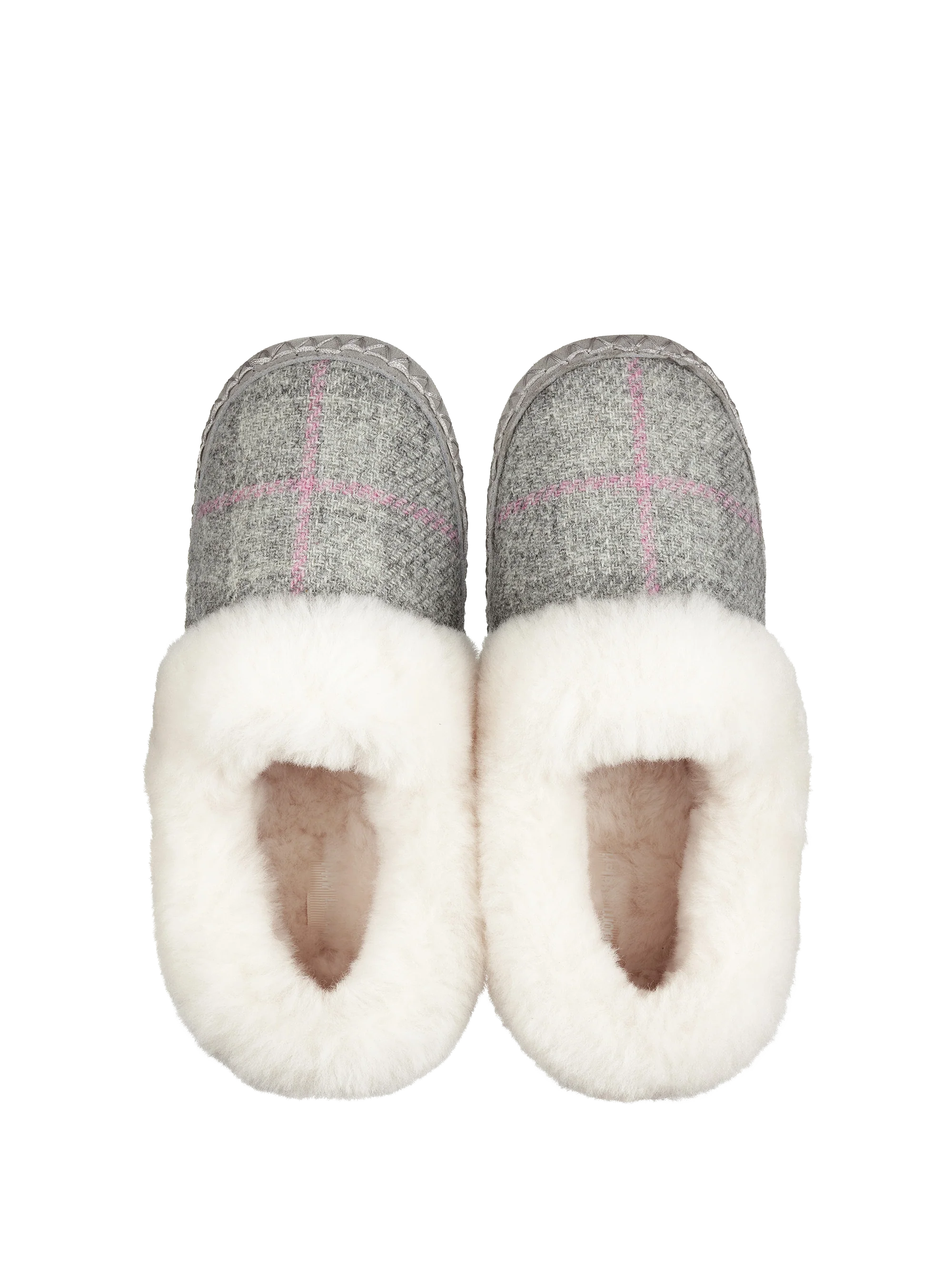 Harris Tweed Diana Slippers - Grey/Pink Check - Image 2