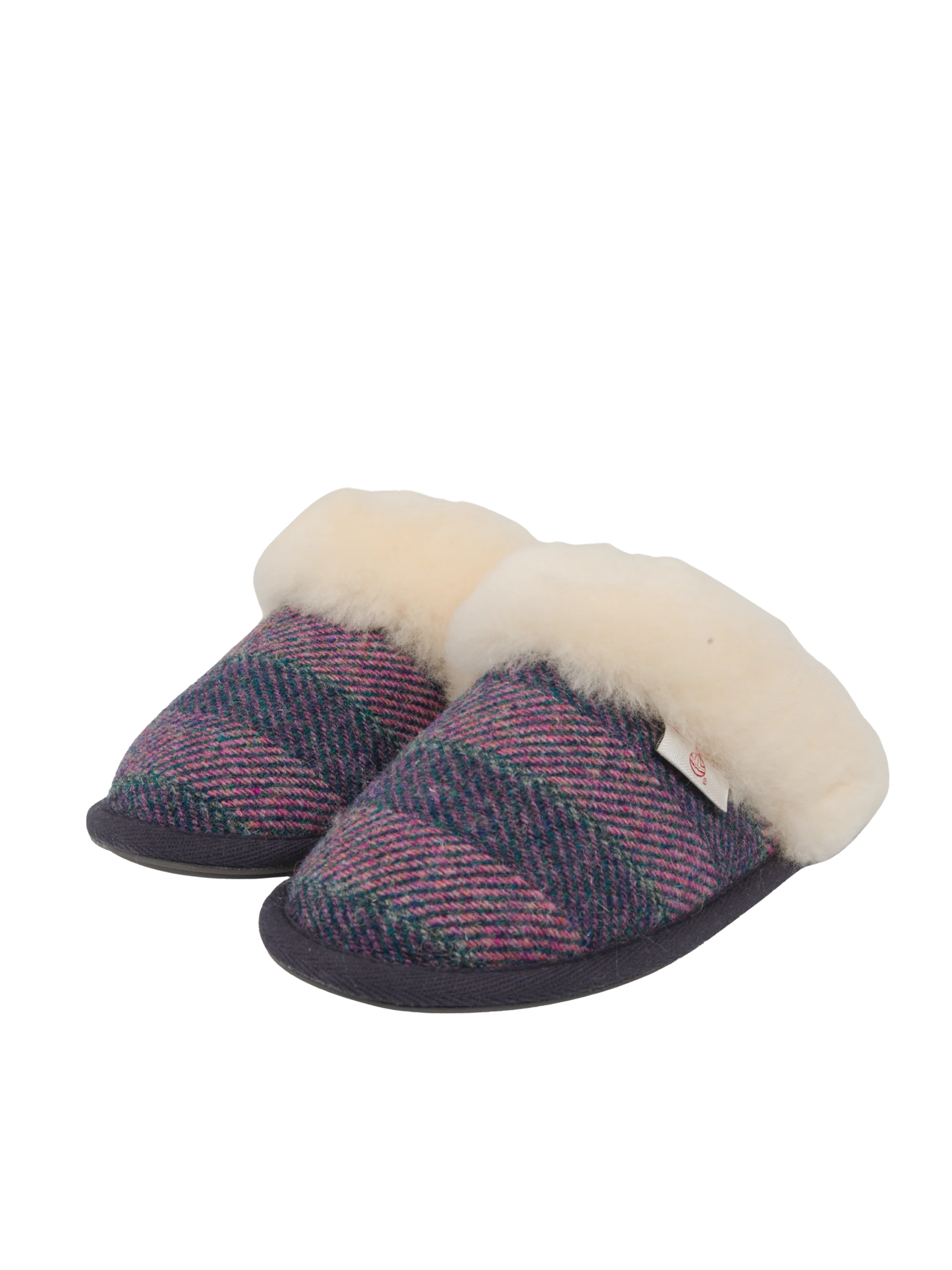 Harris Tweed Kate Slippers - Denim/Pink Stripe