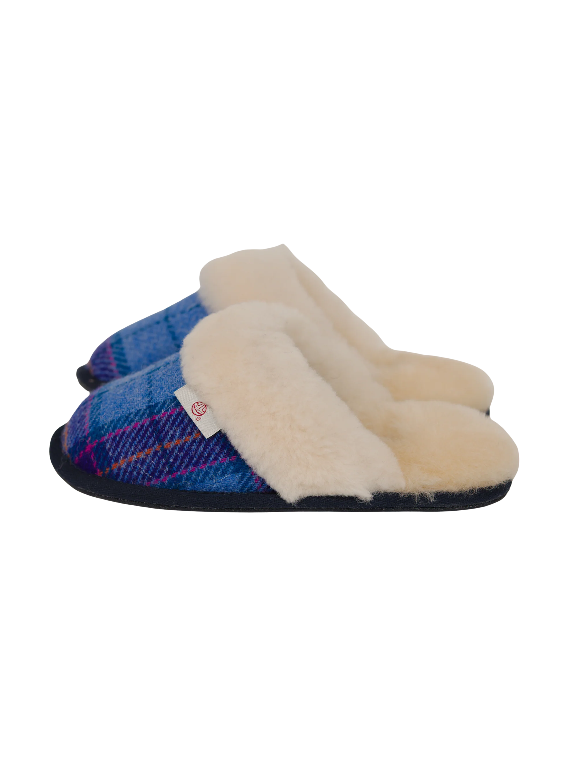 Harris Tweed Kate Slippers - Denim/Purple Check - Image 2