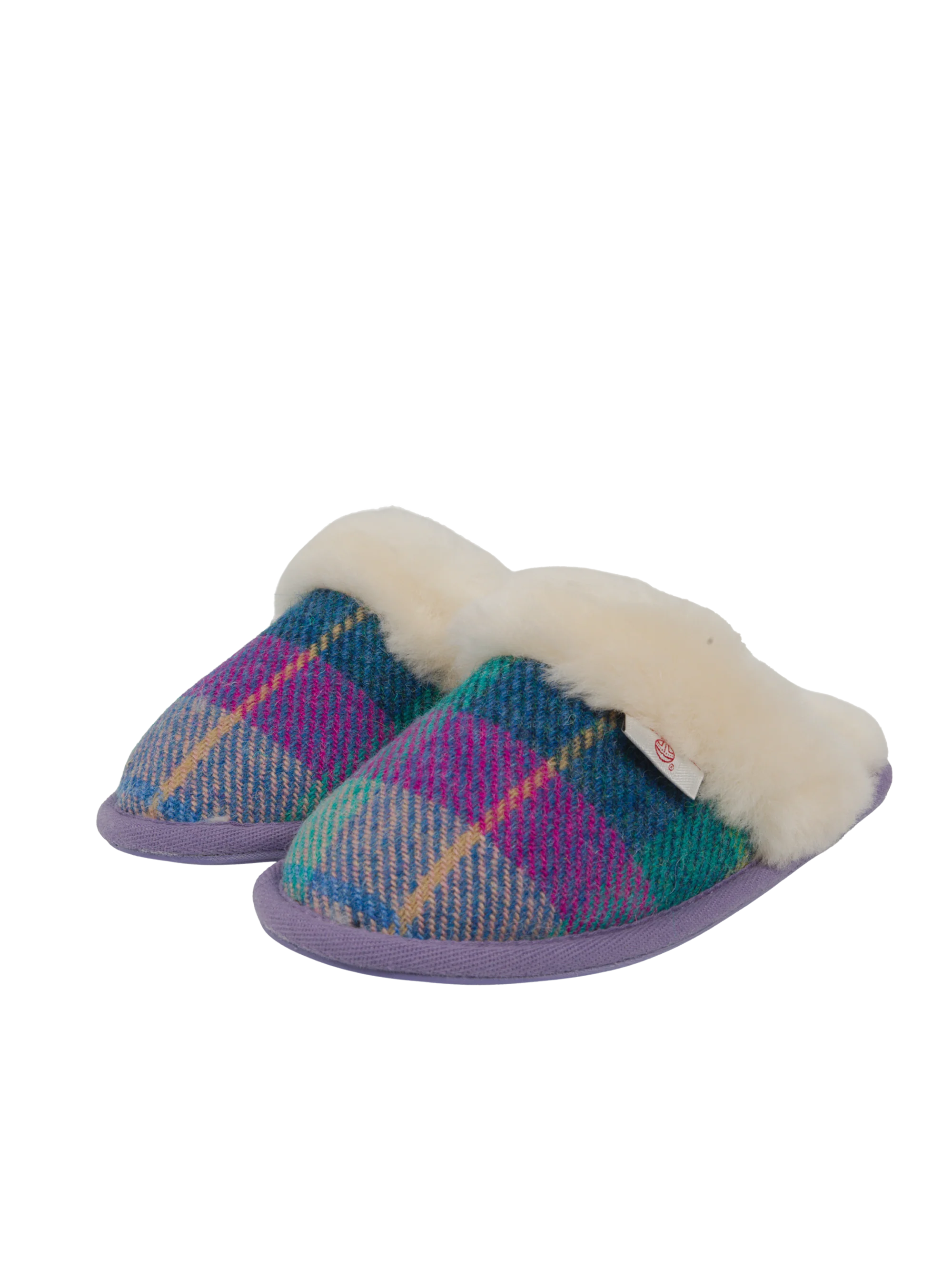 Harris Tweed Kate Slippers - Lilac/Blue Check