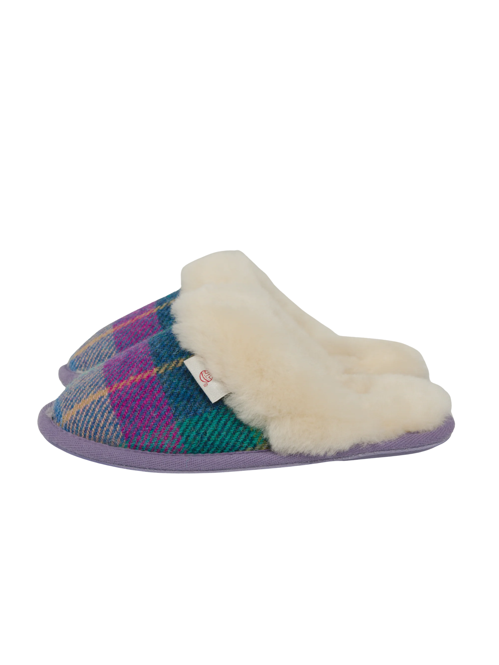 Harris Tweed Kate Slippers - Lilac/Blue Check - Image 2