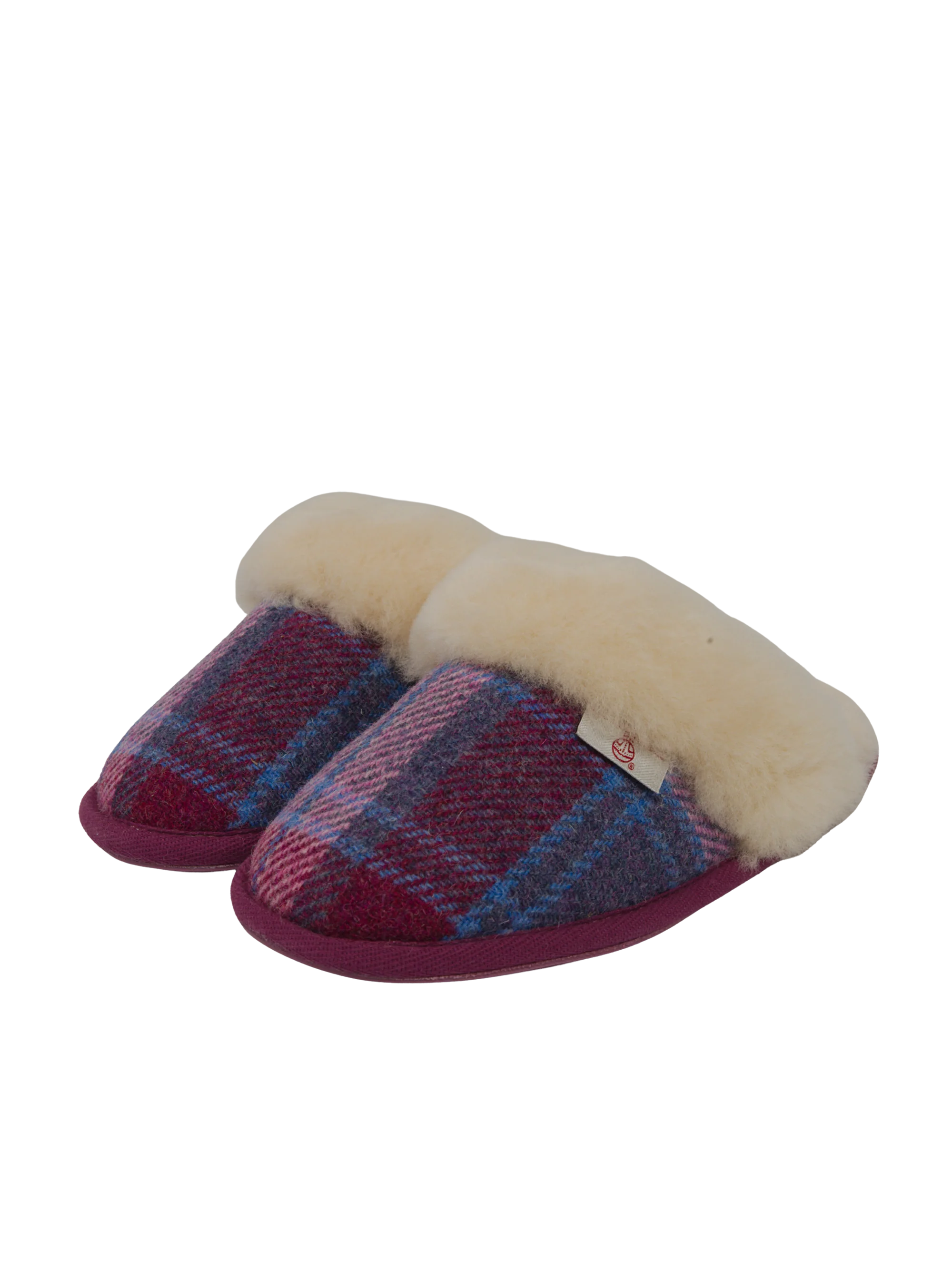 Harris Tweed Kate Slippers - Pink/Damson Check