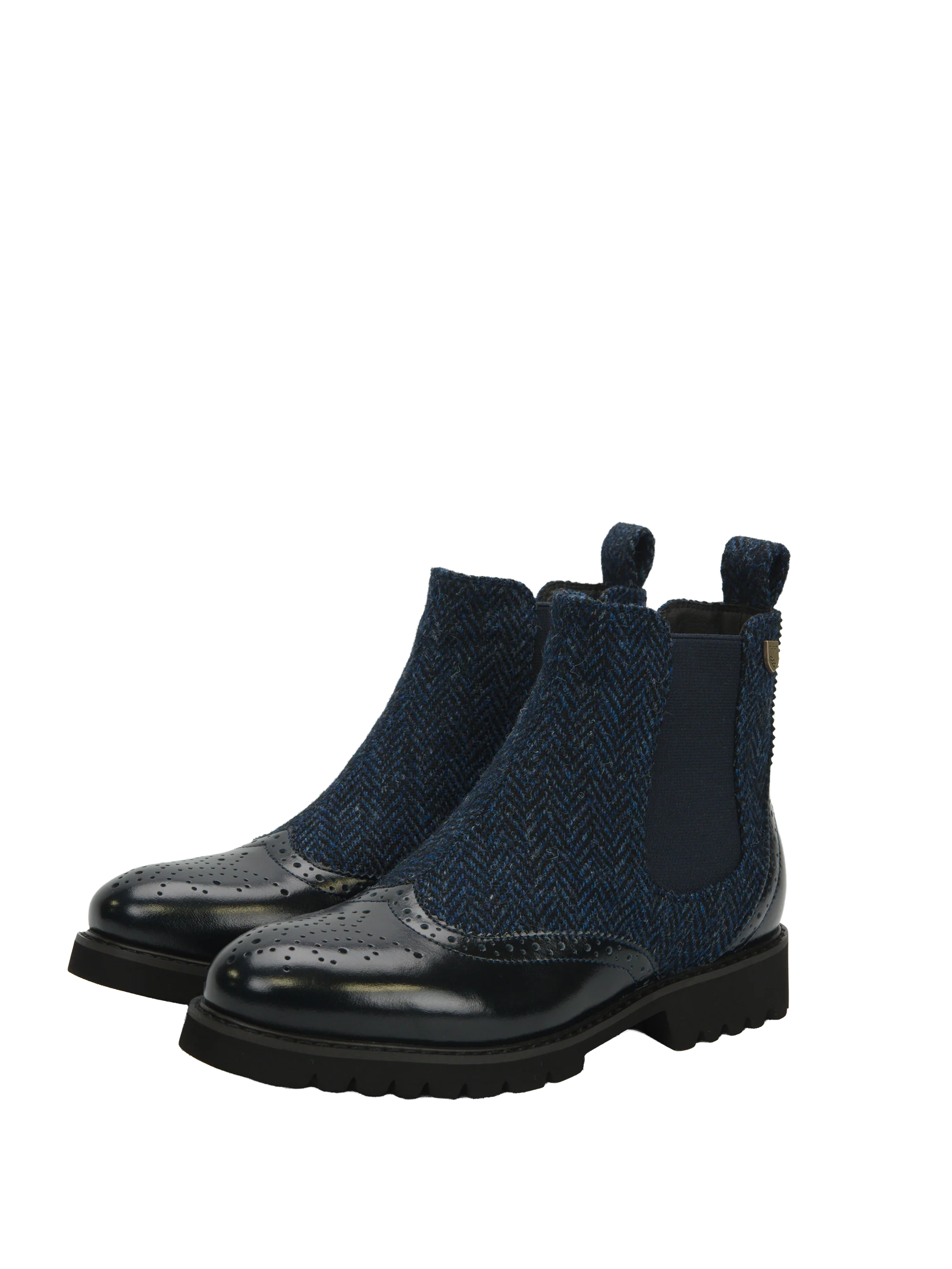 Harris Tweed Kendal Boots - Navy Herringbone