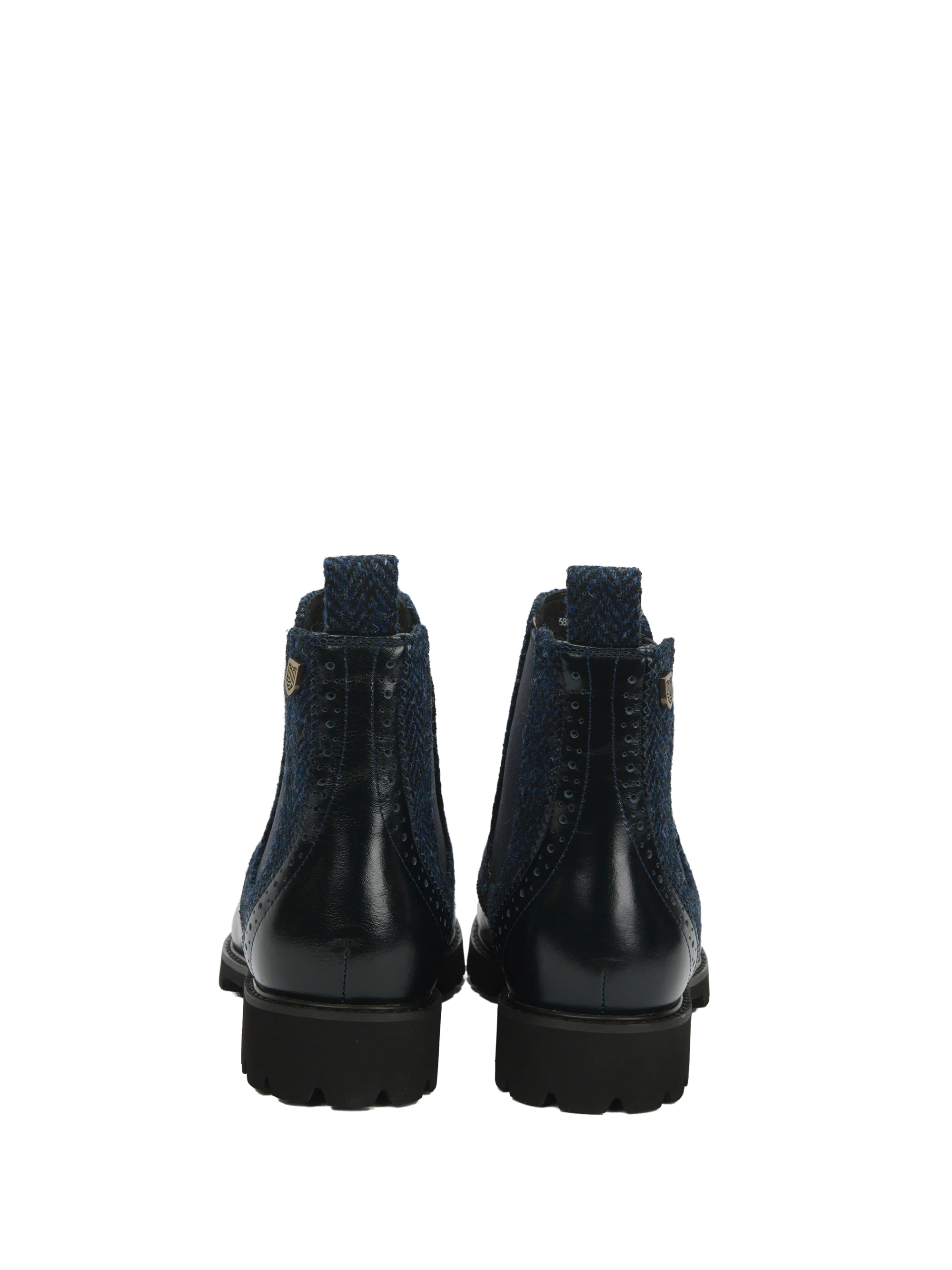 Harris Tweed Kendal Boots - Navy Herringbone - Image 4