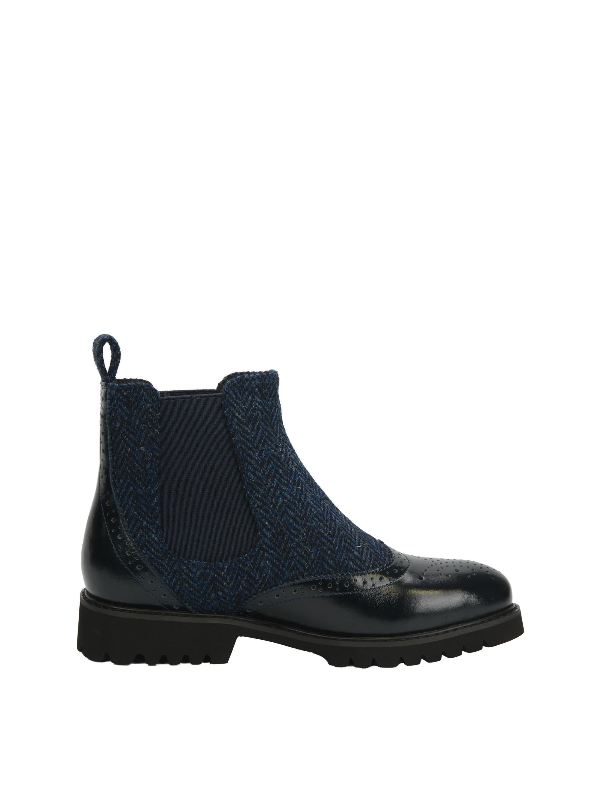 Harris Tweed Kendal Boots - Navy Herringbone - Image 5
