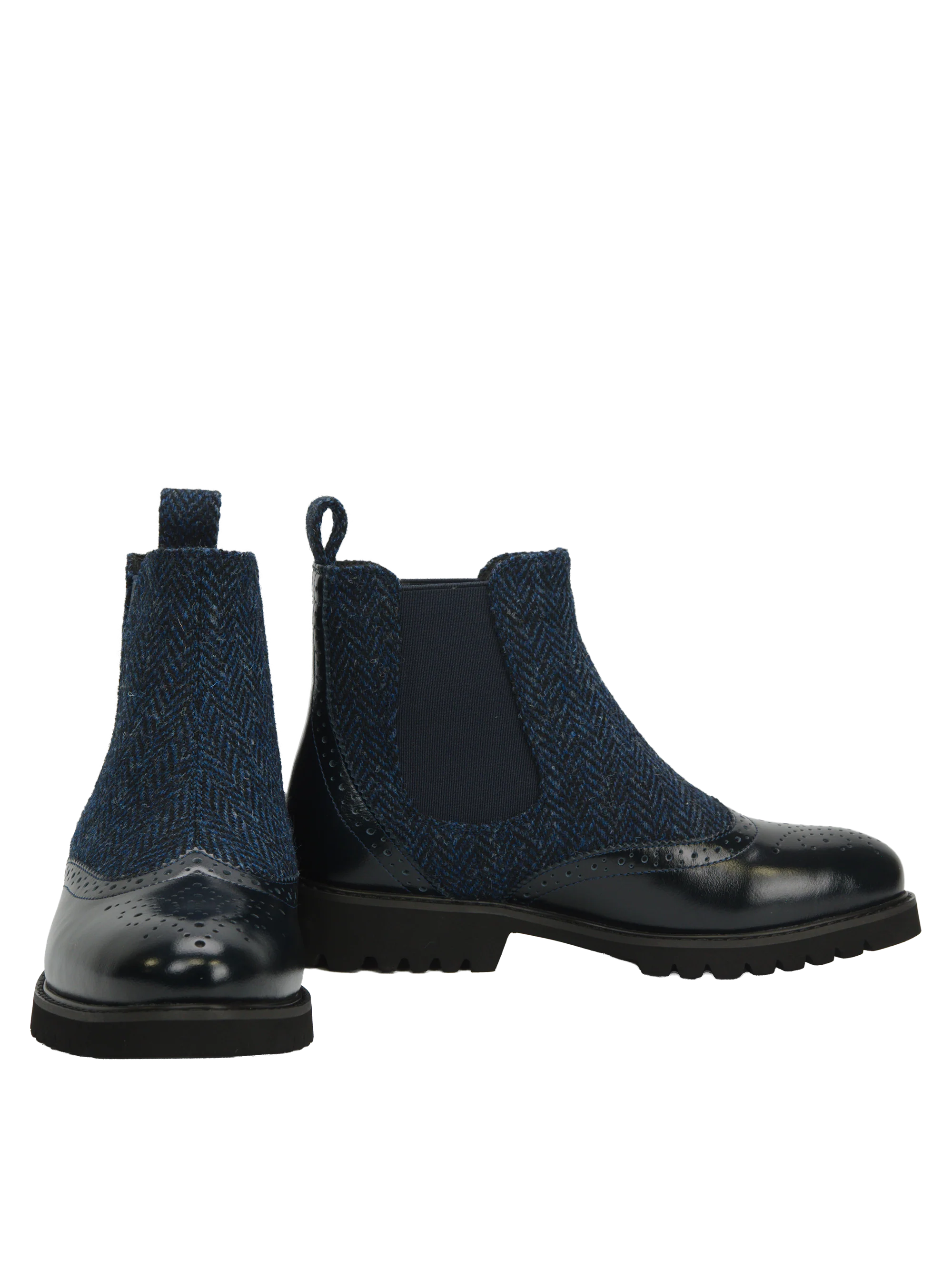 Harris Tweed Kendal Boots - Navy Herringbone - Image 7