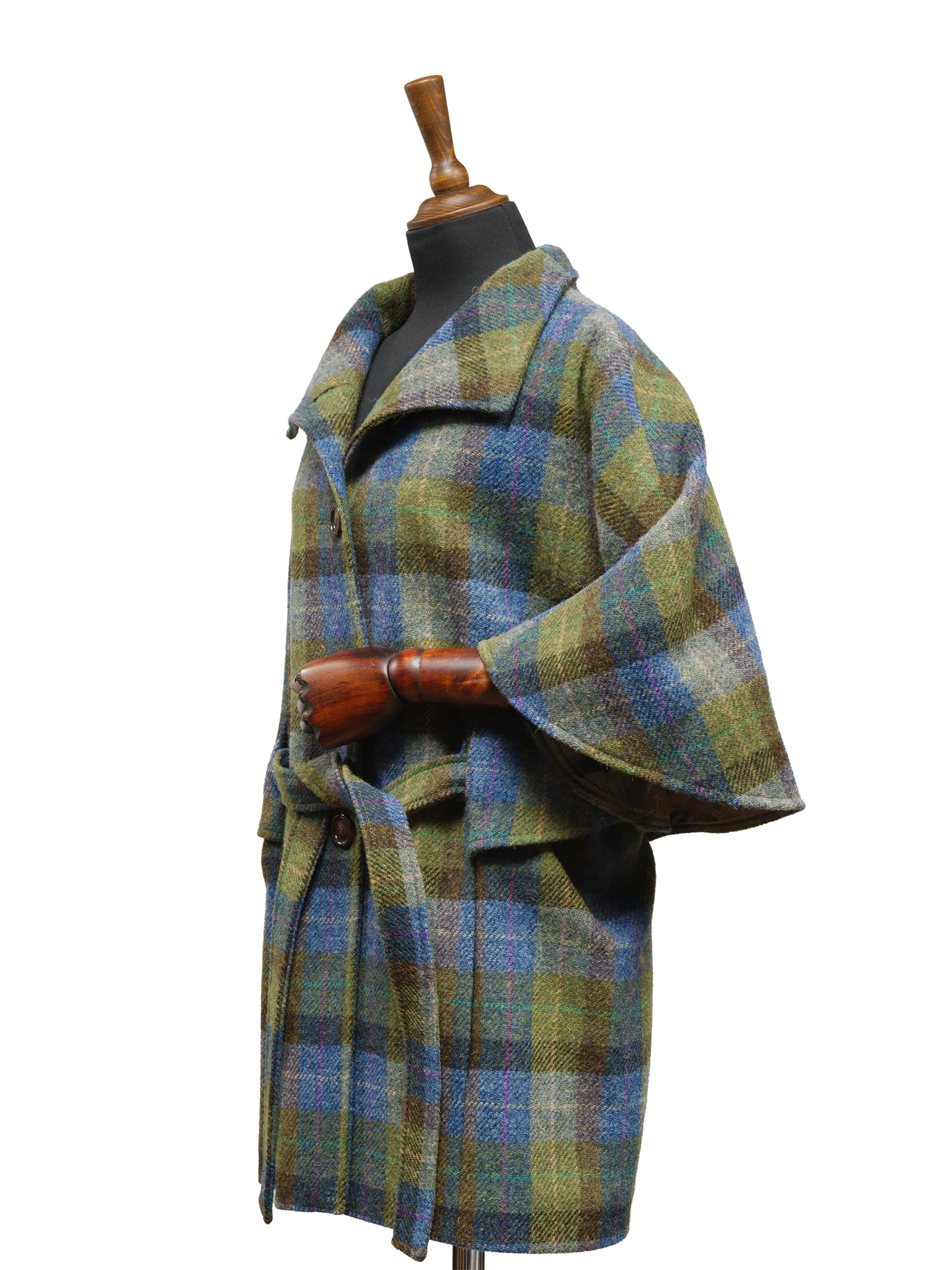 Harris Tweed Ladies Belted Cape - Denim Sage - Image 3