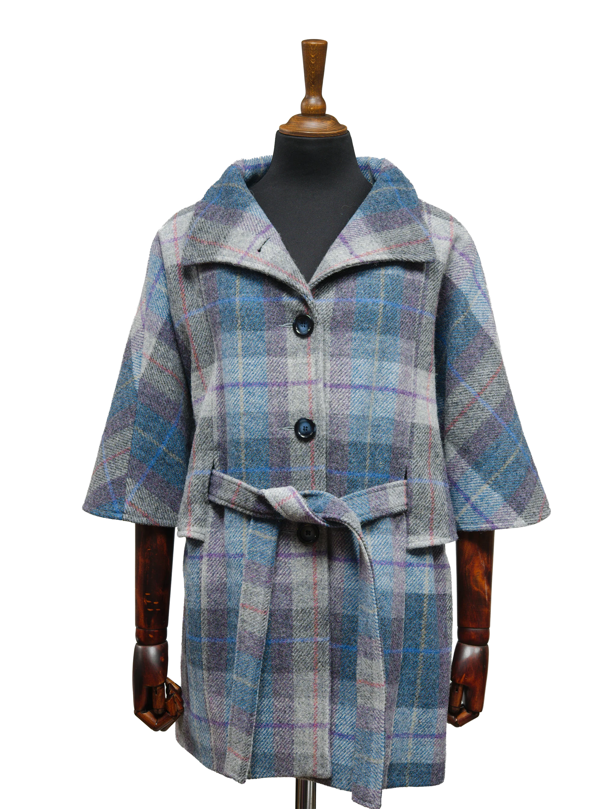 Harris Tweed Ladies Belted Cape - Lavender Check