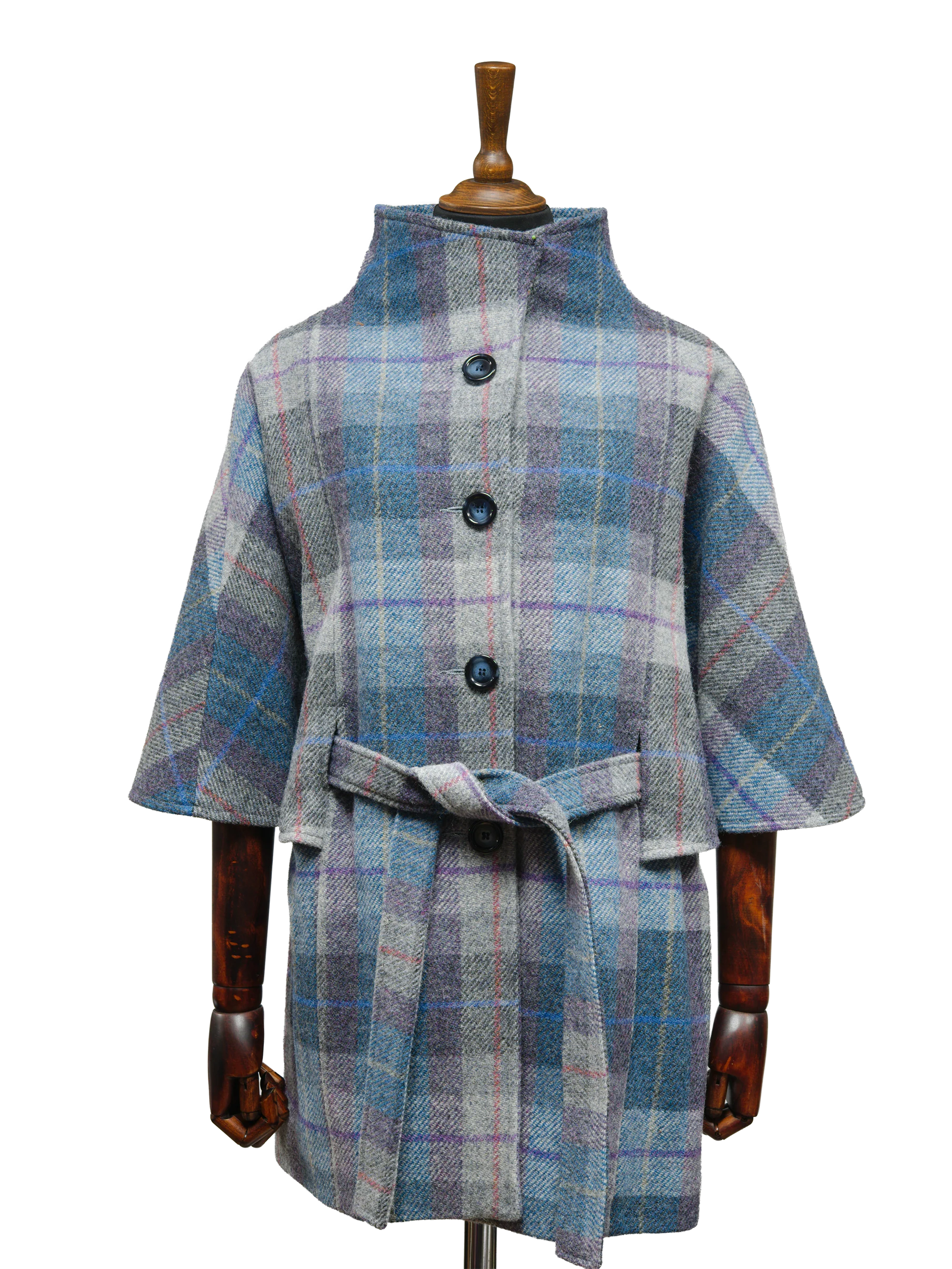 Harris Tweed Ladies Belted Cape - Lavender Check - Image 2
