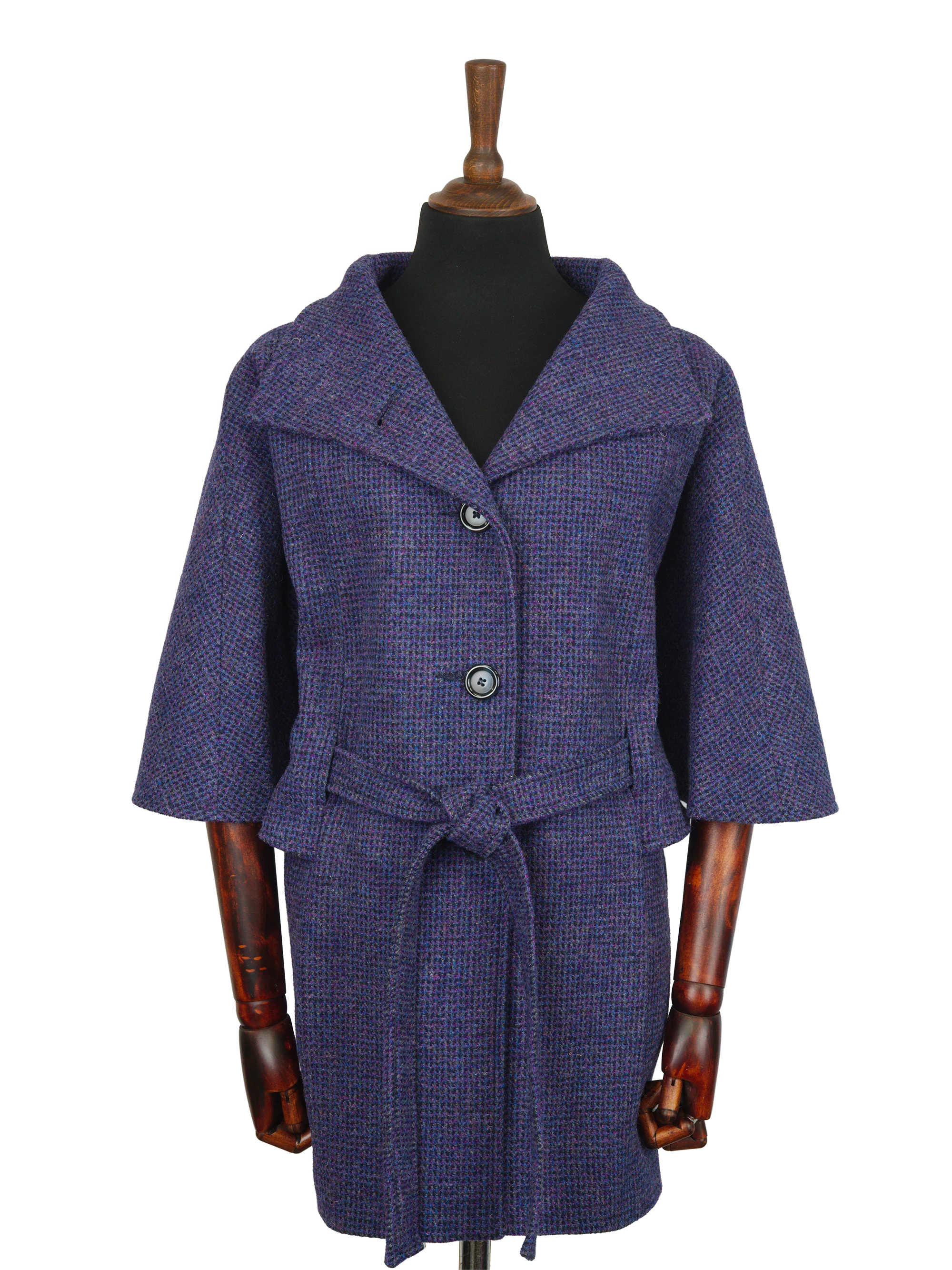 Harris Tweed Ladies Belted Cape - Violet
