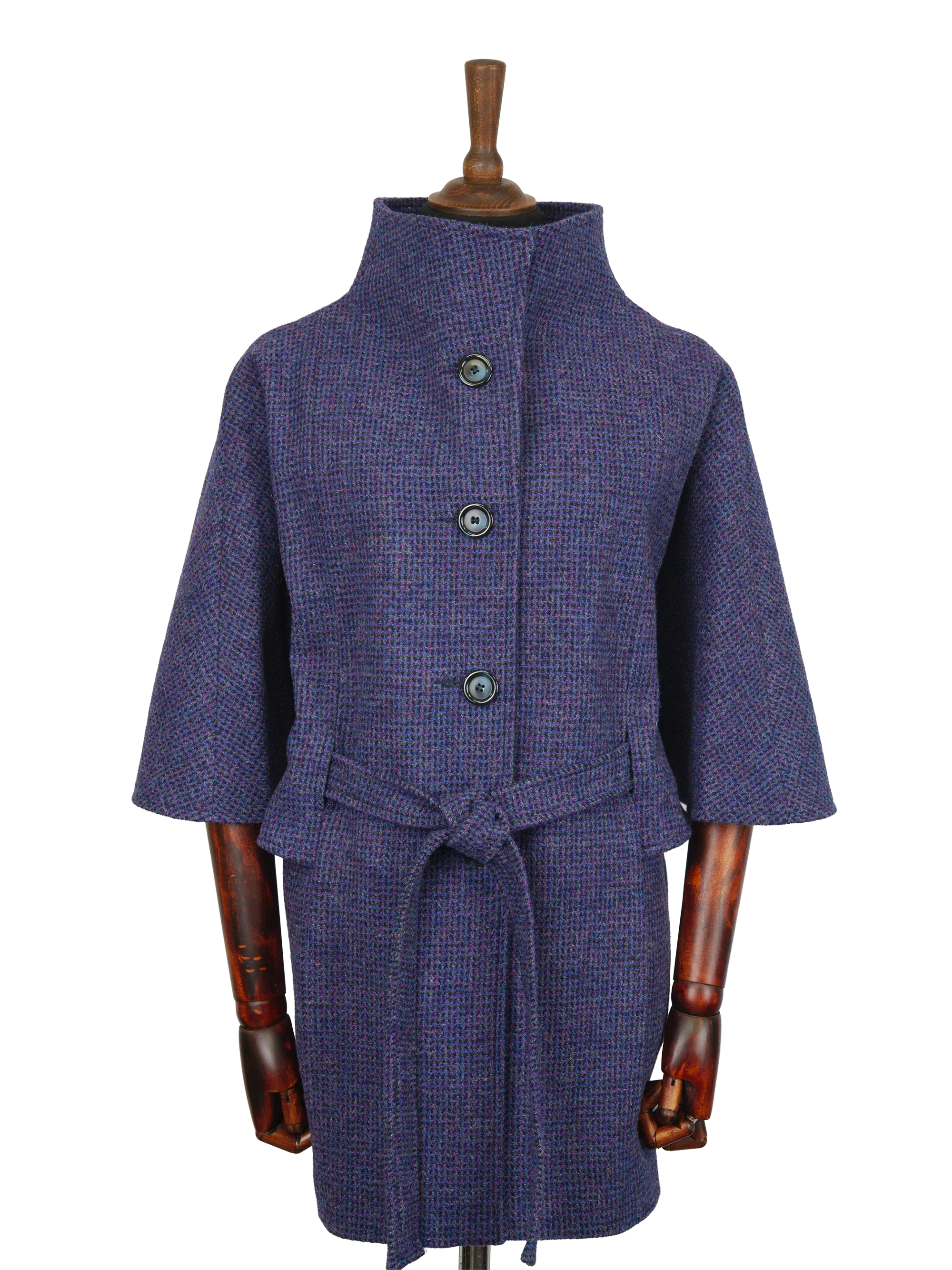 Harris Tweed Ladies Belted Cape - Violet - Image 2